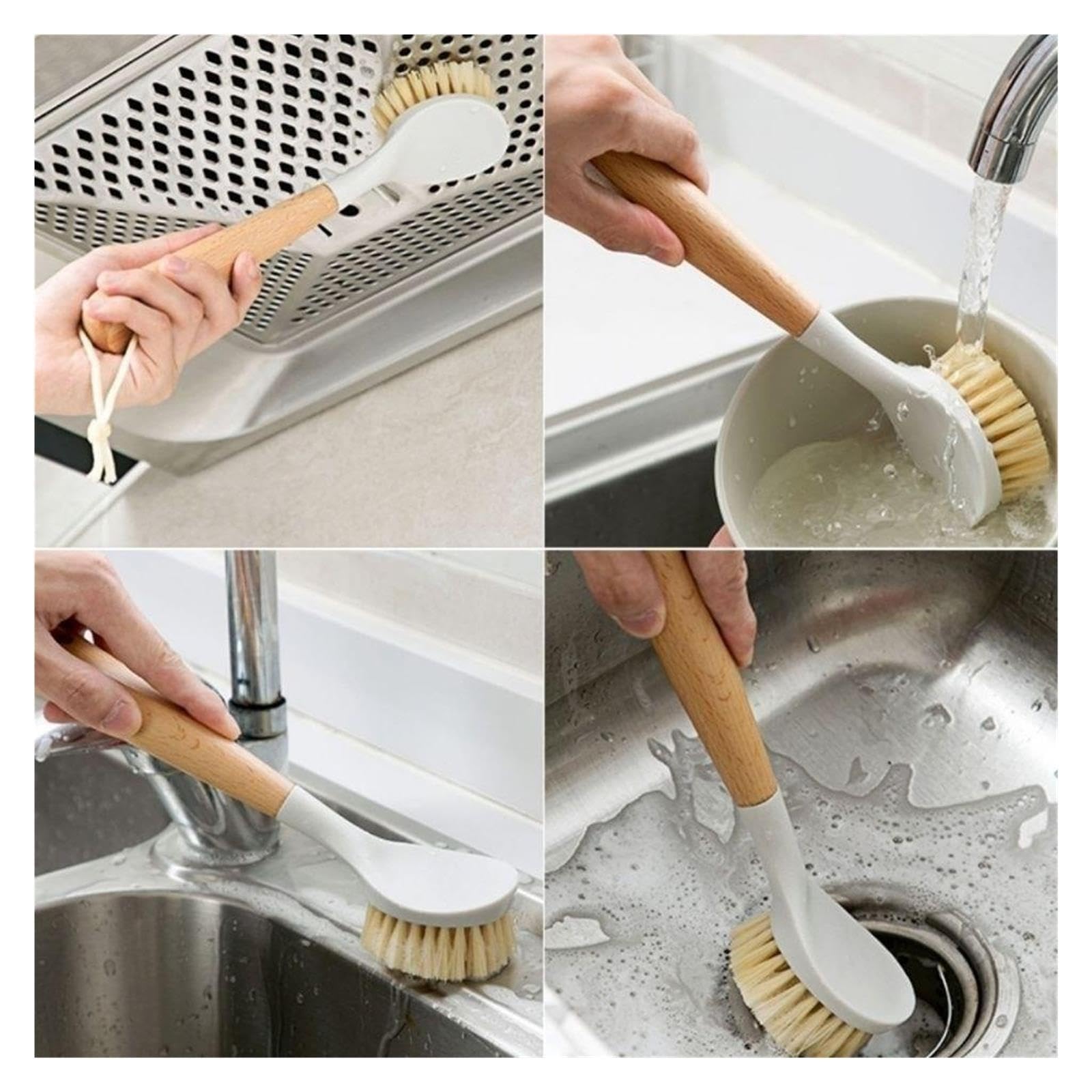 3pcs Pot Brush with Wooden Handle for Home Use pour Cuisine