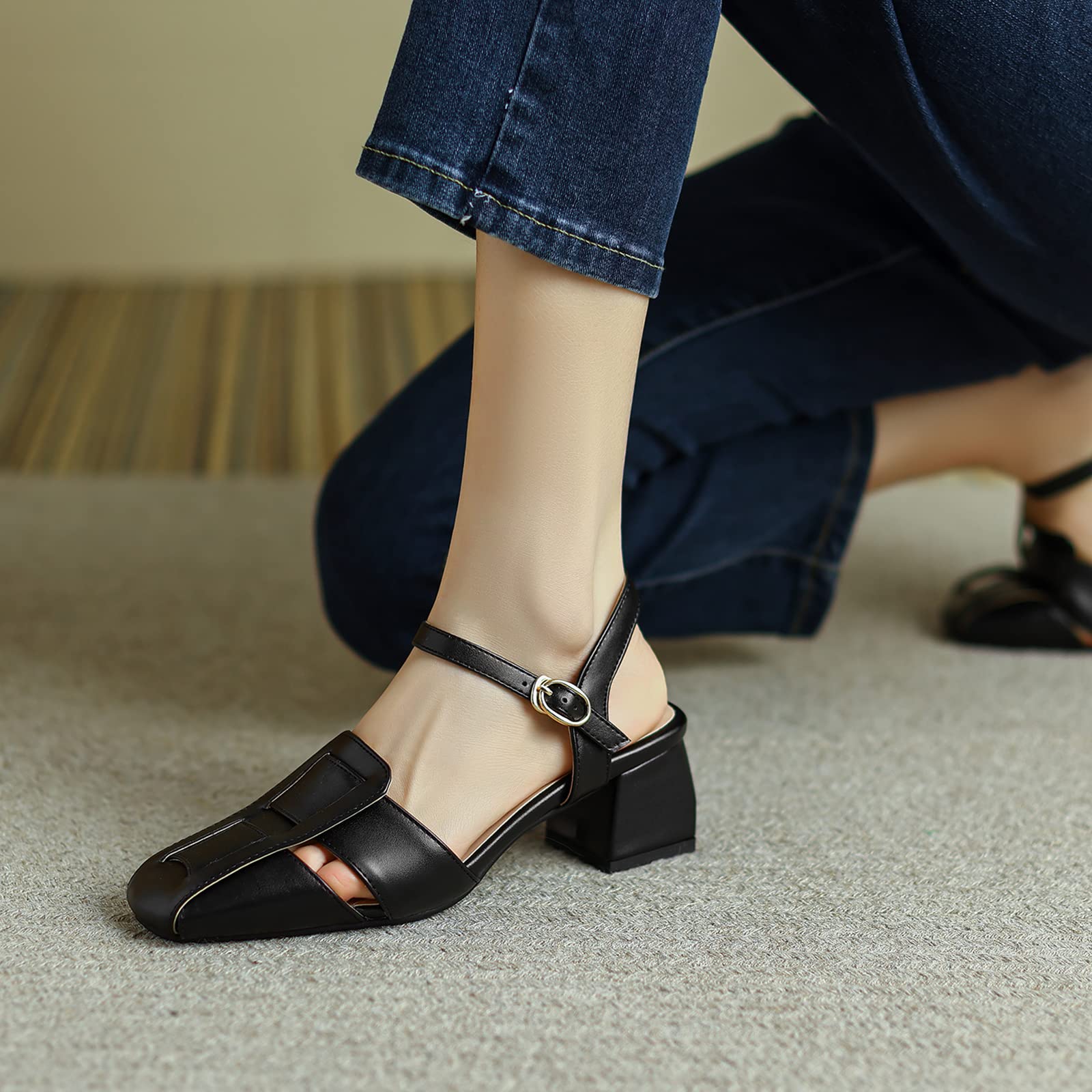Lizoleor Sandali Donna Tacco Largo Medio Chiuse Roma Moda