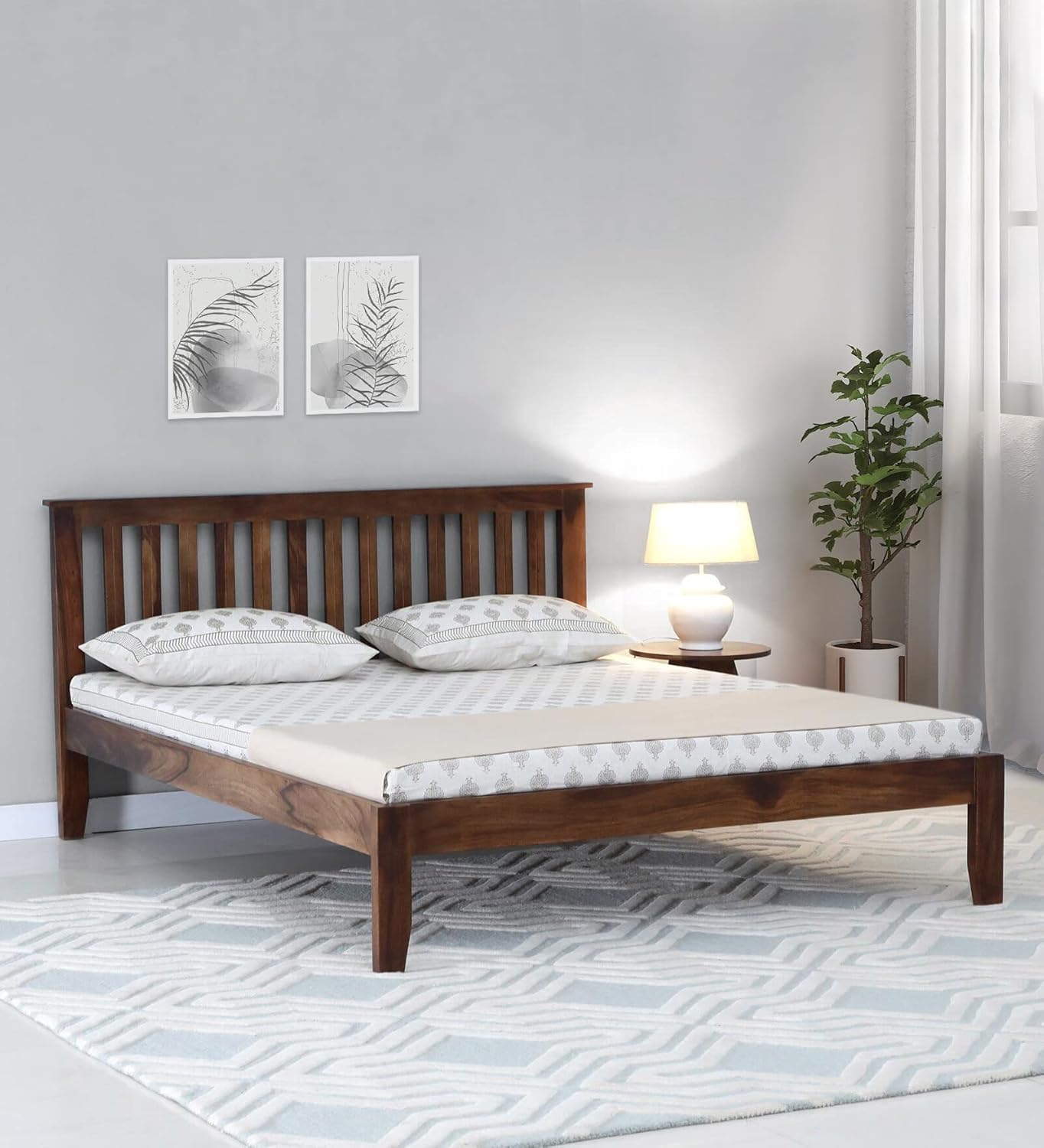 Lemon Tree Furniture Eva Solid Sheesham Wood King Size Bed Double Cot