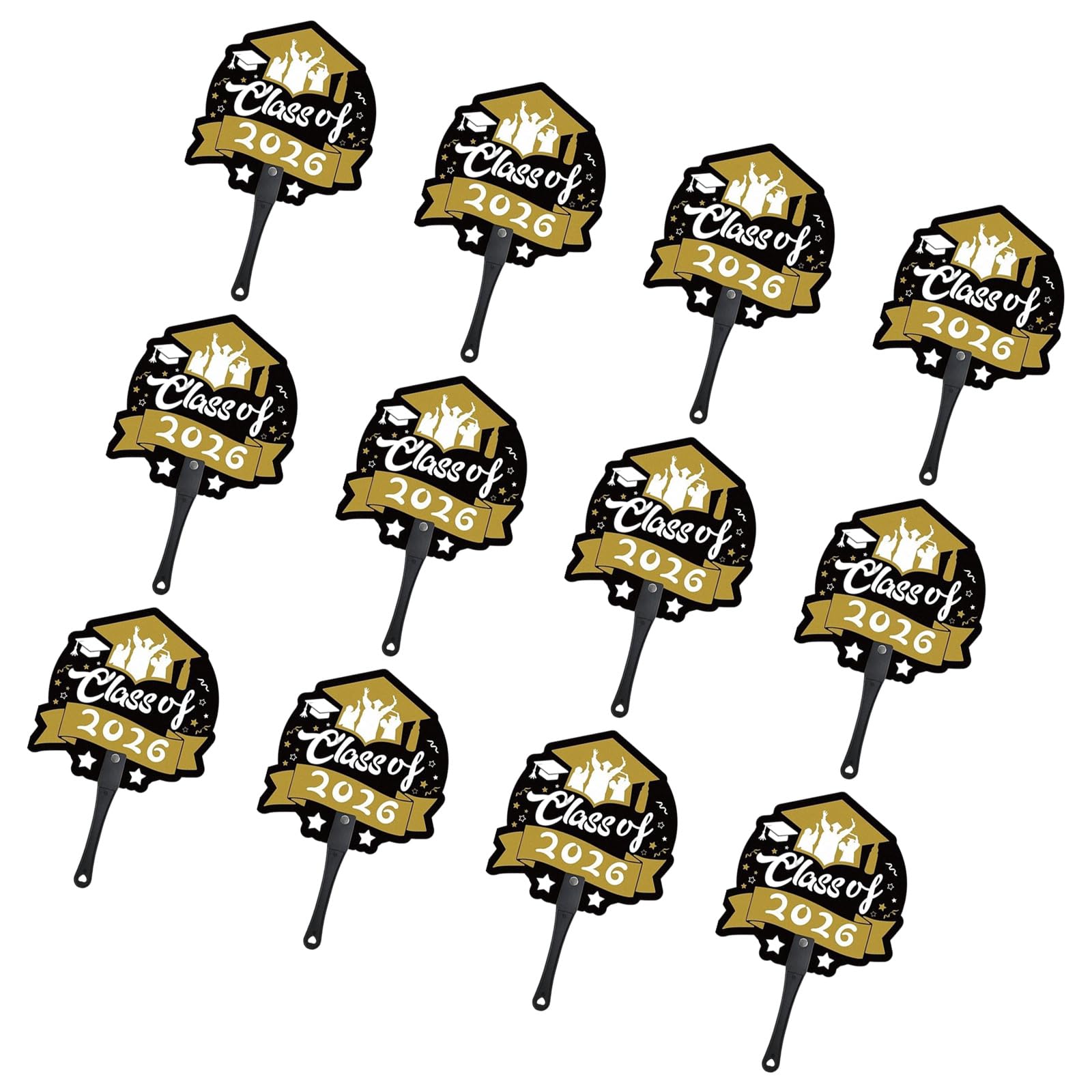 12PCS Class of 2026 Congrat Grad Handheld Fan Party Supplies Hand for Graduation Ceremony and Decorative Display Handheld Graduation