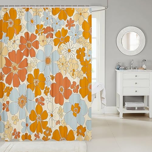 Miniatura 2 de Castle Fairy Cortina de baño hippie floral retro de los años 70 y 60, cortina de ducha de verano para niños y niños, tela impermeable con ganchos