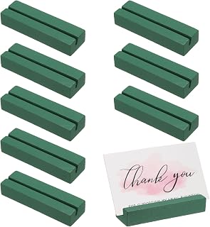 PATIKIL Wood Place Card Holders, 8 Pcs Rustic Cards Display Stands Table Number Stands for Food Signs Picture Retail Shop Parties Wedding Cafe Home, Green