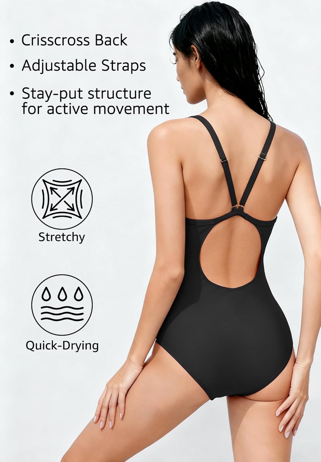 Zando One Piece Bathing Suits for Teens Crisscross Back - Modest Full Coverage Athletic Swimsuits for Women Adjustable Straps - Image 3