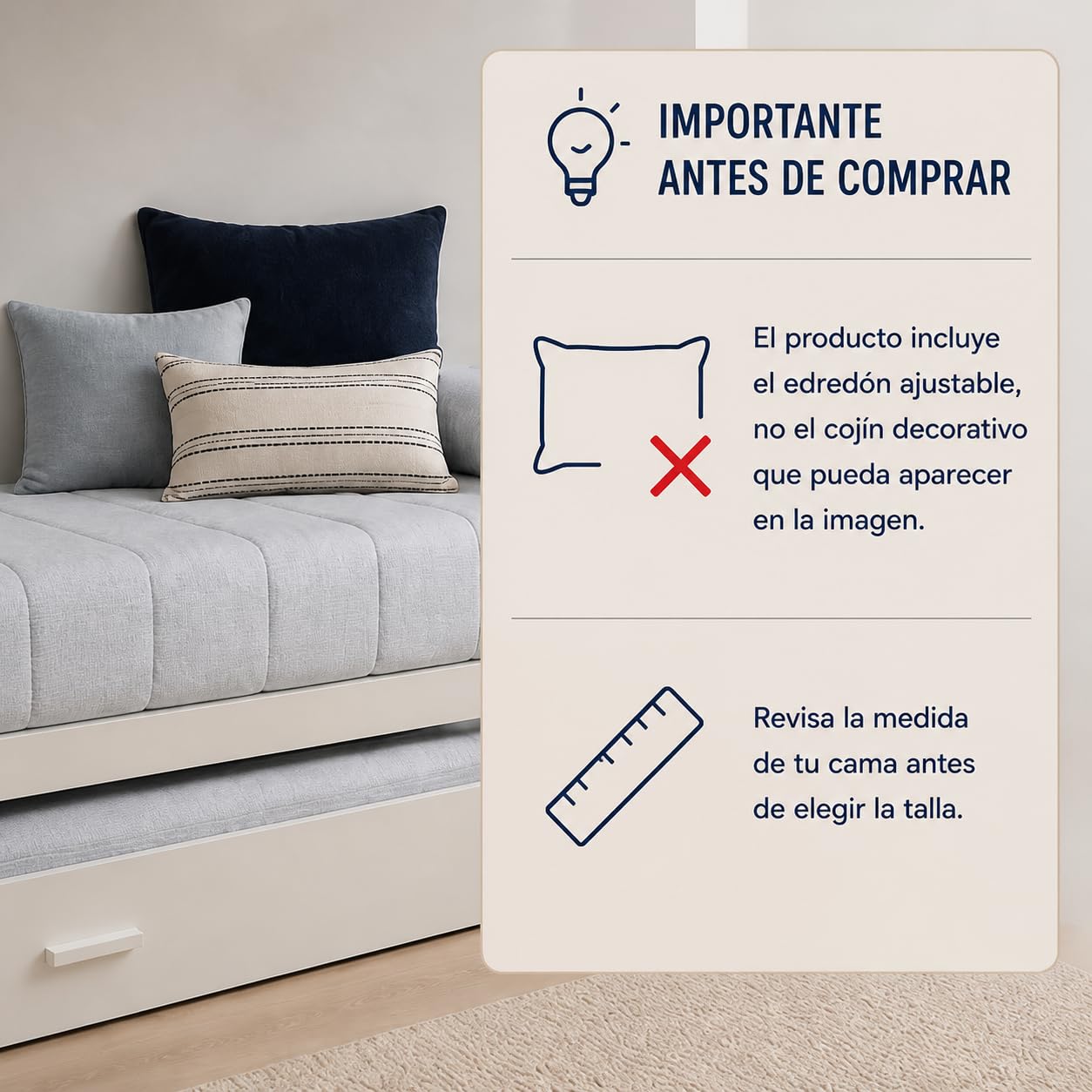 Lanovenanube - Edredón Ajustable Raya Cama 90 - Color Gris