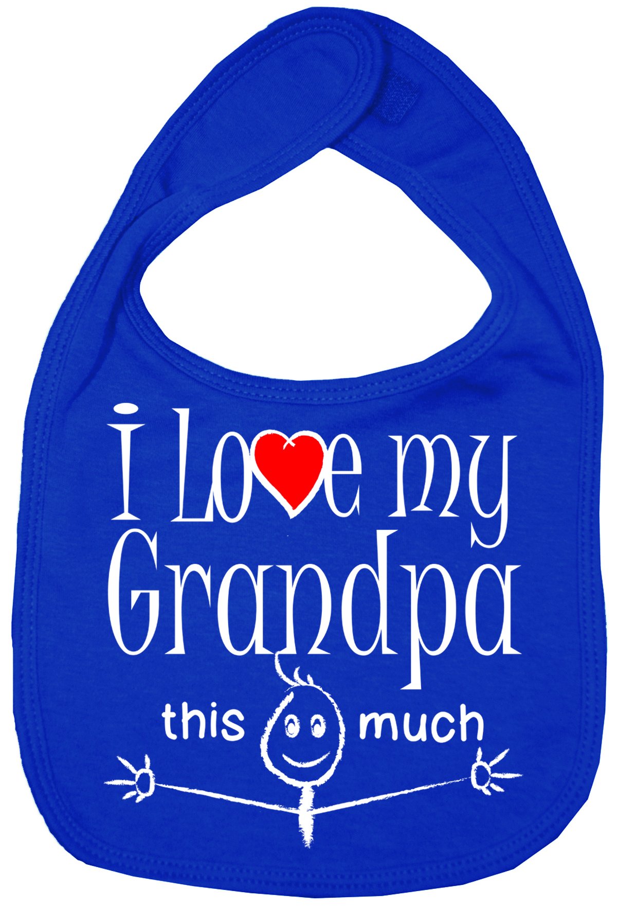 Image is Everything IiE, I Love My Grandpa This Much, Grandson Granddaughter Baby Unisex Soft Cotton Feeding Bib, Royal Blue — image 1