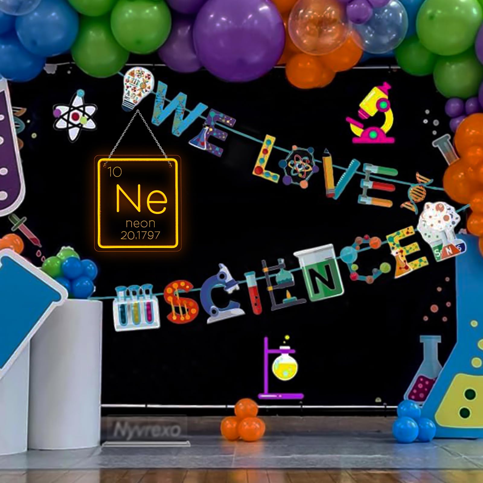 Ne Insegna al neon Classe di chimica Tavola periodica Segni Luminosità Regolabile Studente LED Luci al Neon Illuminano Insegne al neon colorate Adatto per aule Sala studio Biblioteca