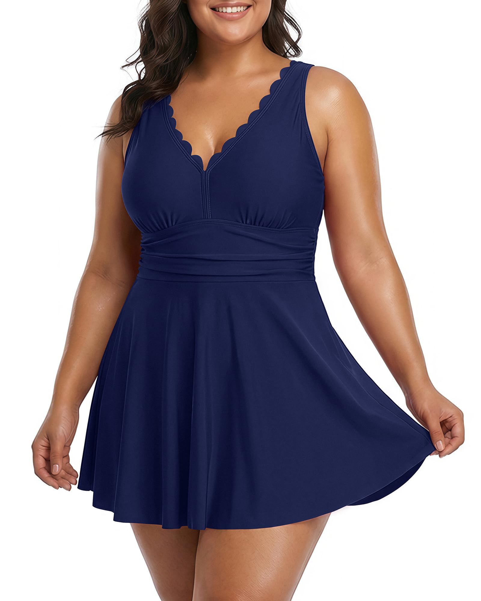 Charmo V-Neck Swimdress in navy blue