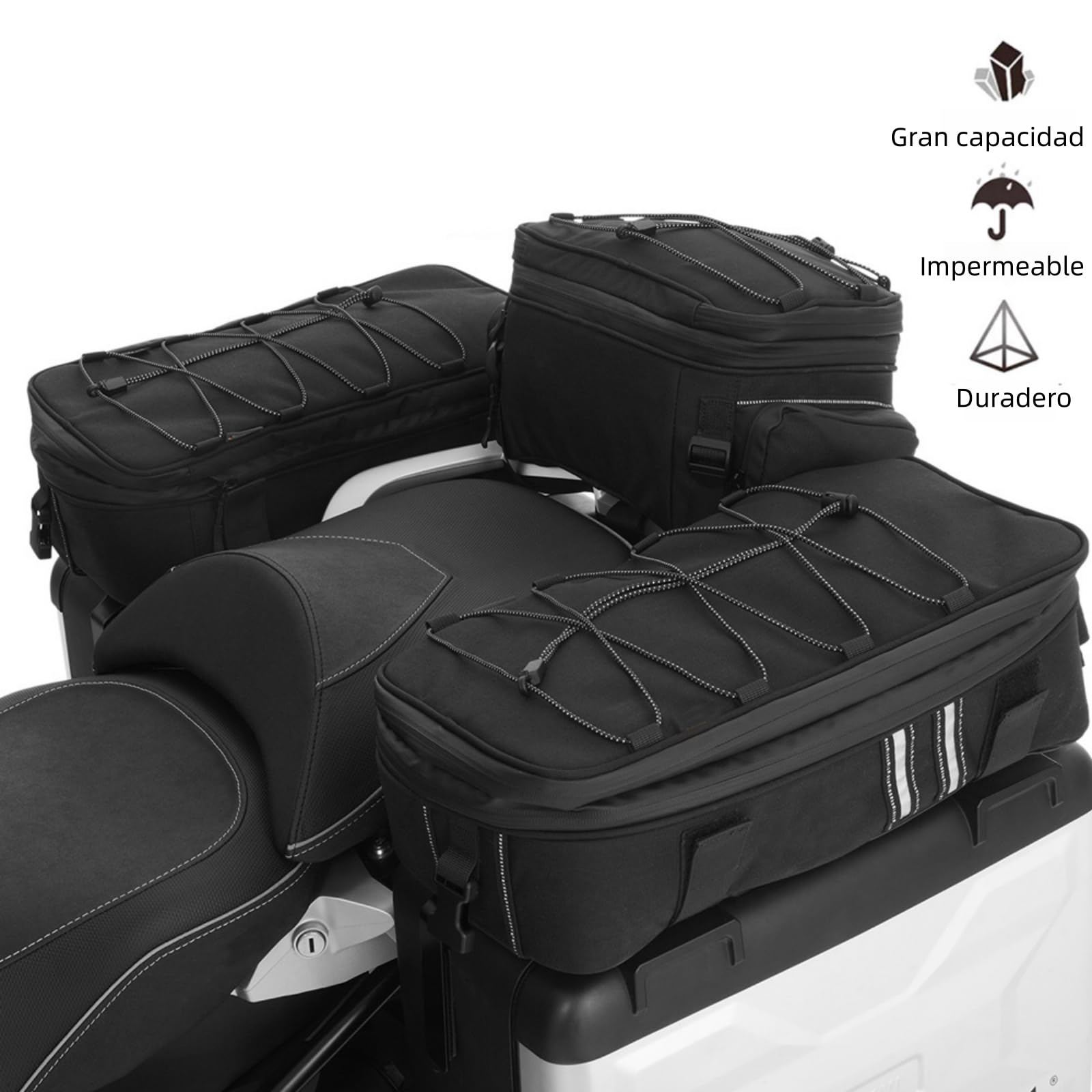 Bolsas De Equipaje para Moto Top Pack, Adicionales para R1200GS, F650GS, F700GS, F750GS, F800GS, Accesorios para Moto, Superiores Multifuncionales (Dos Bolsillos Laterales)