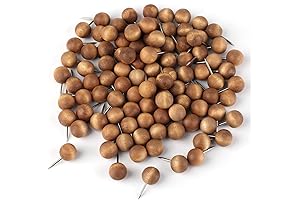 100pcs Natural Cork Board Round Head Decorative Wood Push Pins Thumb Tacks(Dark Brown)