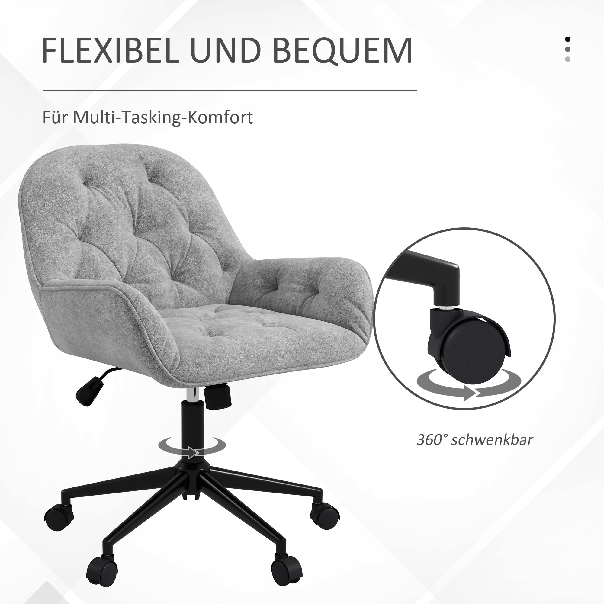 Vinsetto Homeoffice Stuhl mit Samtoptik Drehstuhl Hellgrau