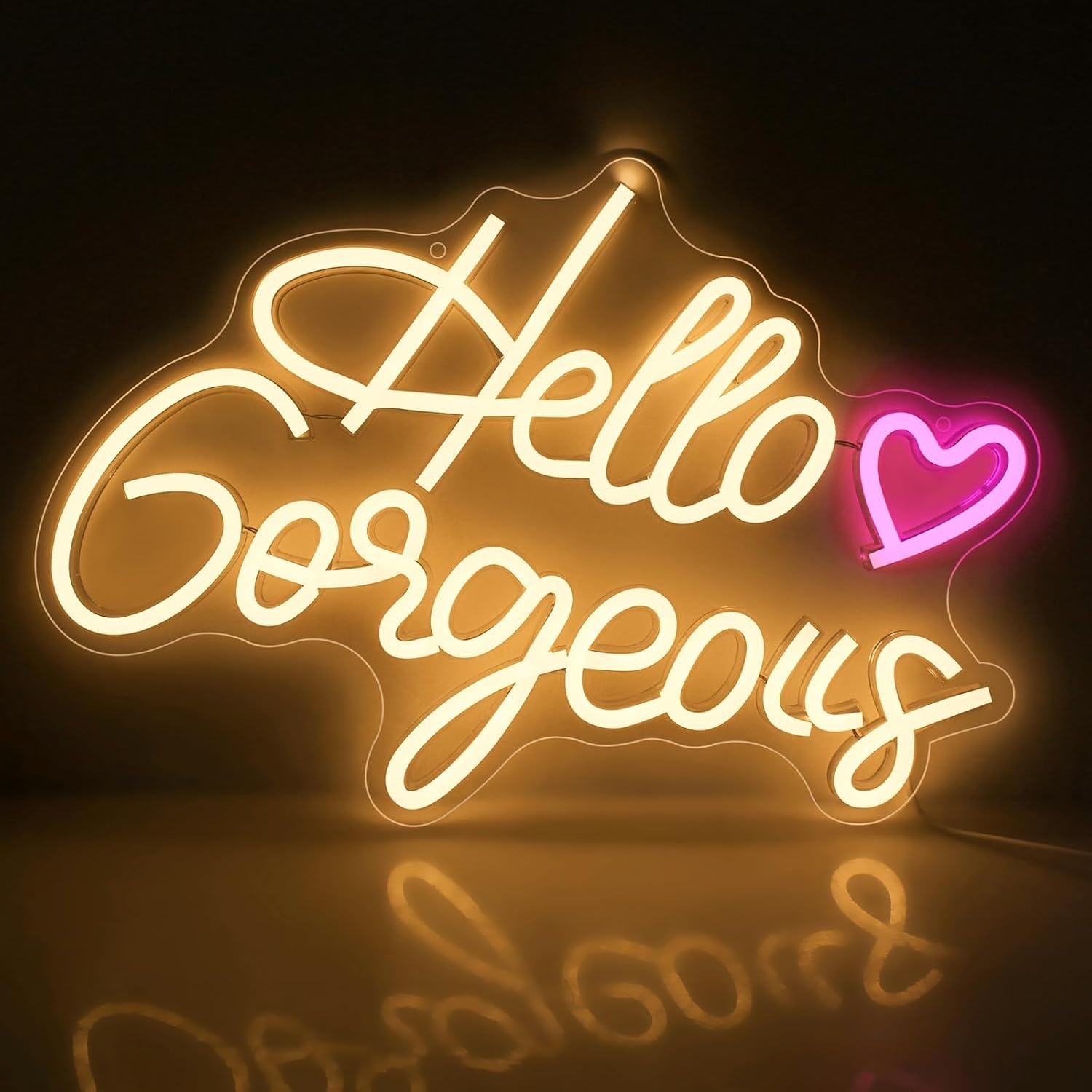 Hello Geogeous Multi Color RGB Neon Sign Powered by USB Color Changing & Scrolling and Flashing Modes APP Remote Control for Home Decor Wedding Parties Gatherings