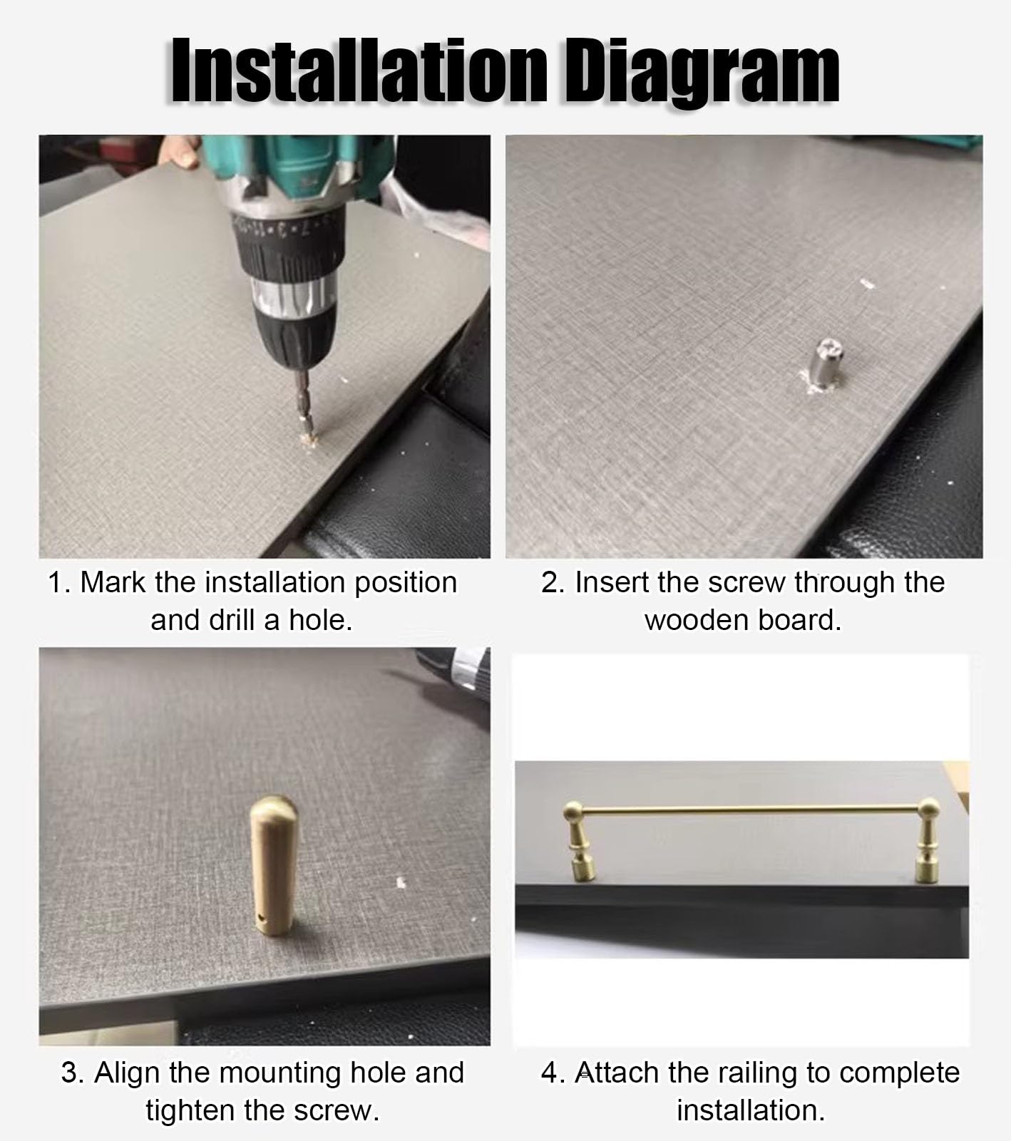 Set di guide per mensole in ottone massiccio di alta qualità, 96 cm, con 3 pali e viti, accessorio in pelliccia per la casa e la prevenzione delle ribaltamenti