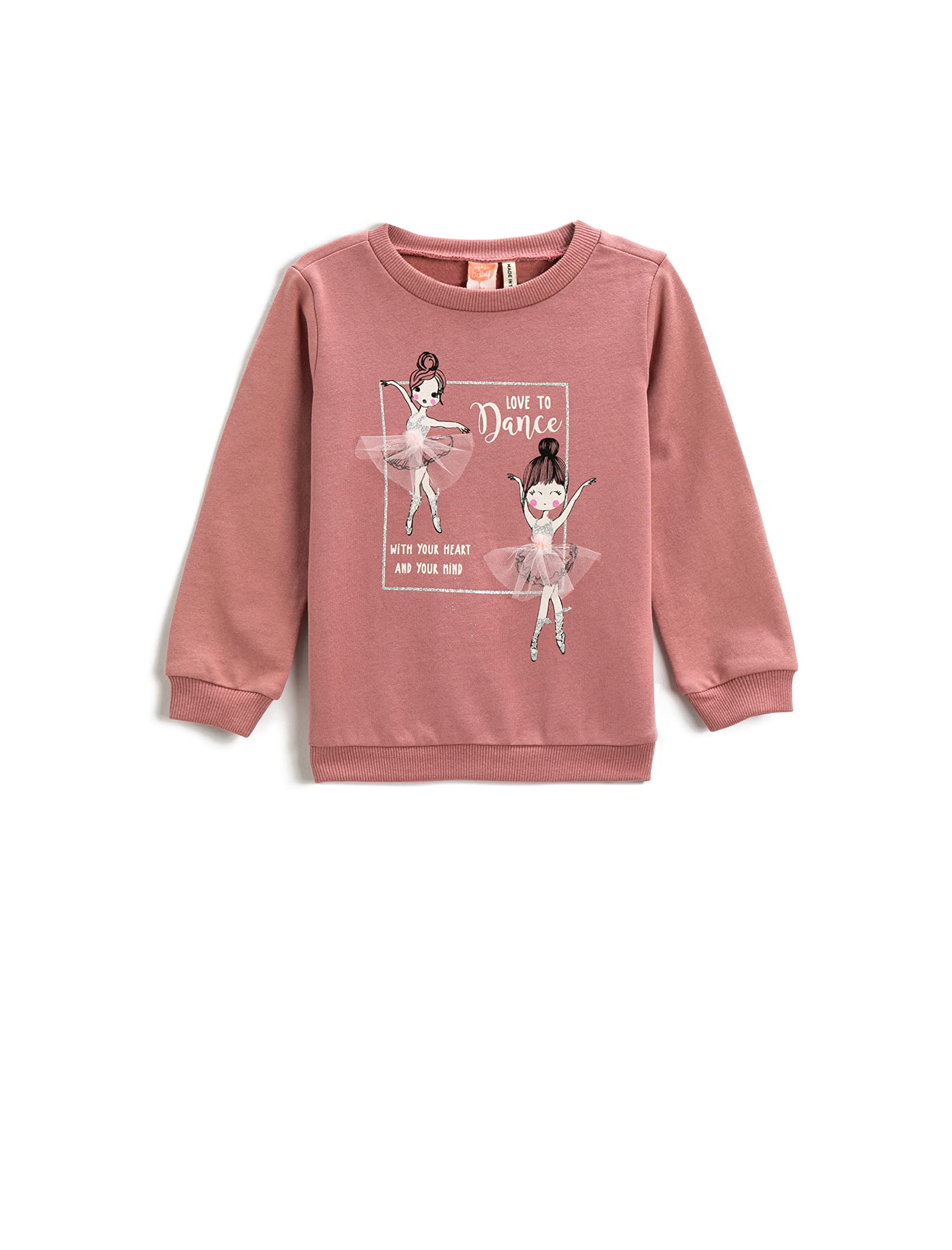 Baskılı Sweatshirt Bisiklet Yaka Pamuklu