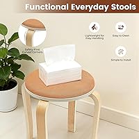 Vista 5 de 8 Pack Stacking Stools Set,17 Inch Round Portable Stackable Plastic Stools,Backless Wood Stool with Round Top for Home and Office