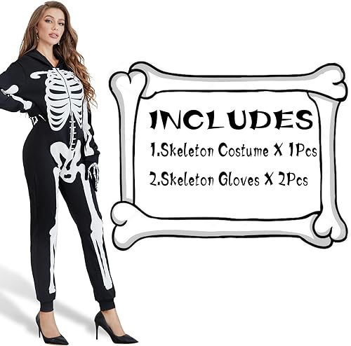 Miniatura 4 de Skeleton Costume Women -Deluxe Glow in the Dark Costume Skeleton Adult Halloween Costume for Women Halloween Costumes