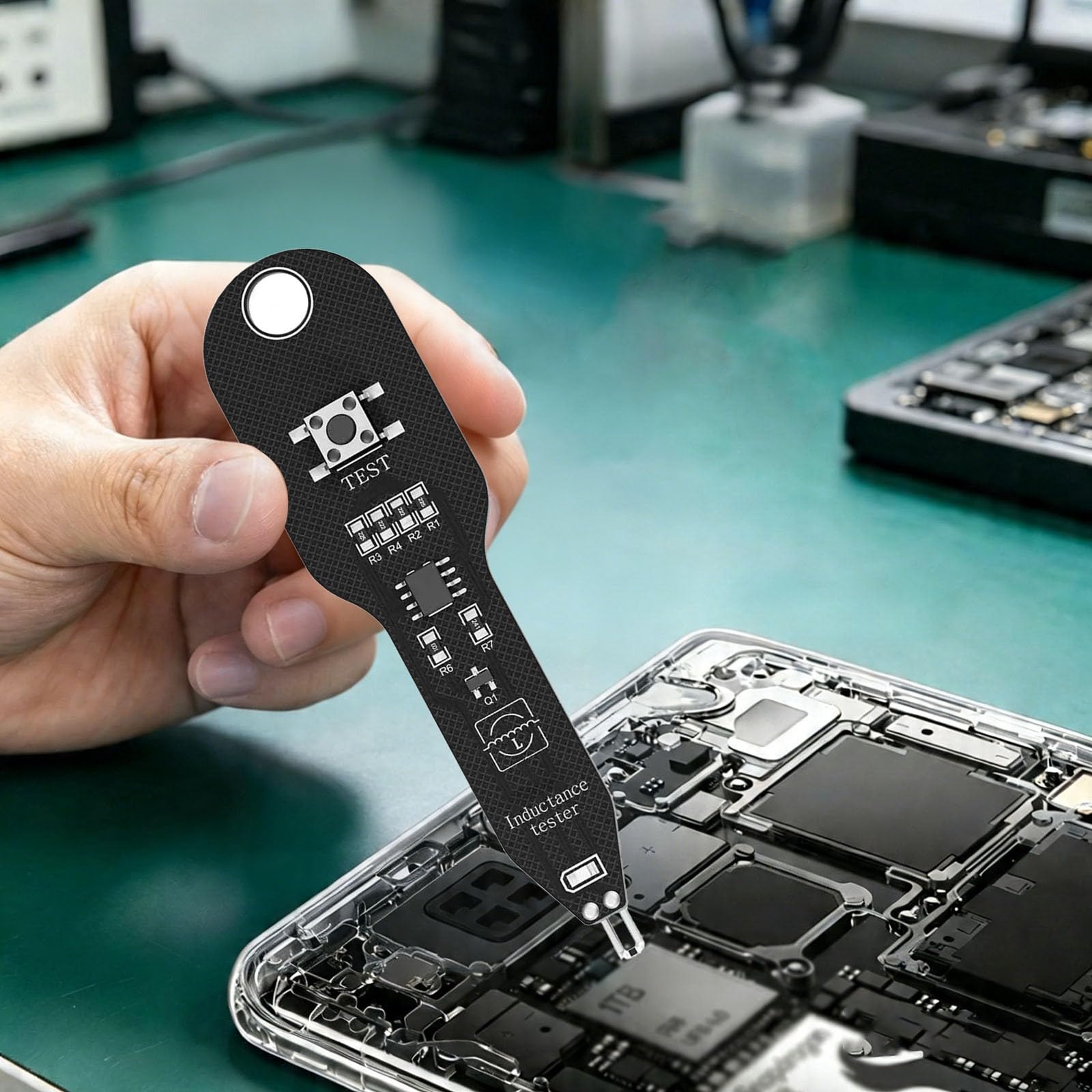 Tester di Induttanza Portatile, Mini Rilevatore Componenti Elettronici per Riparazione Scheda Madre PCB, Misuratore LCR SMD con Porta USB-C, Strumento Diagnostico Alta Precisione (A01, 8.6x2.2cm)