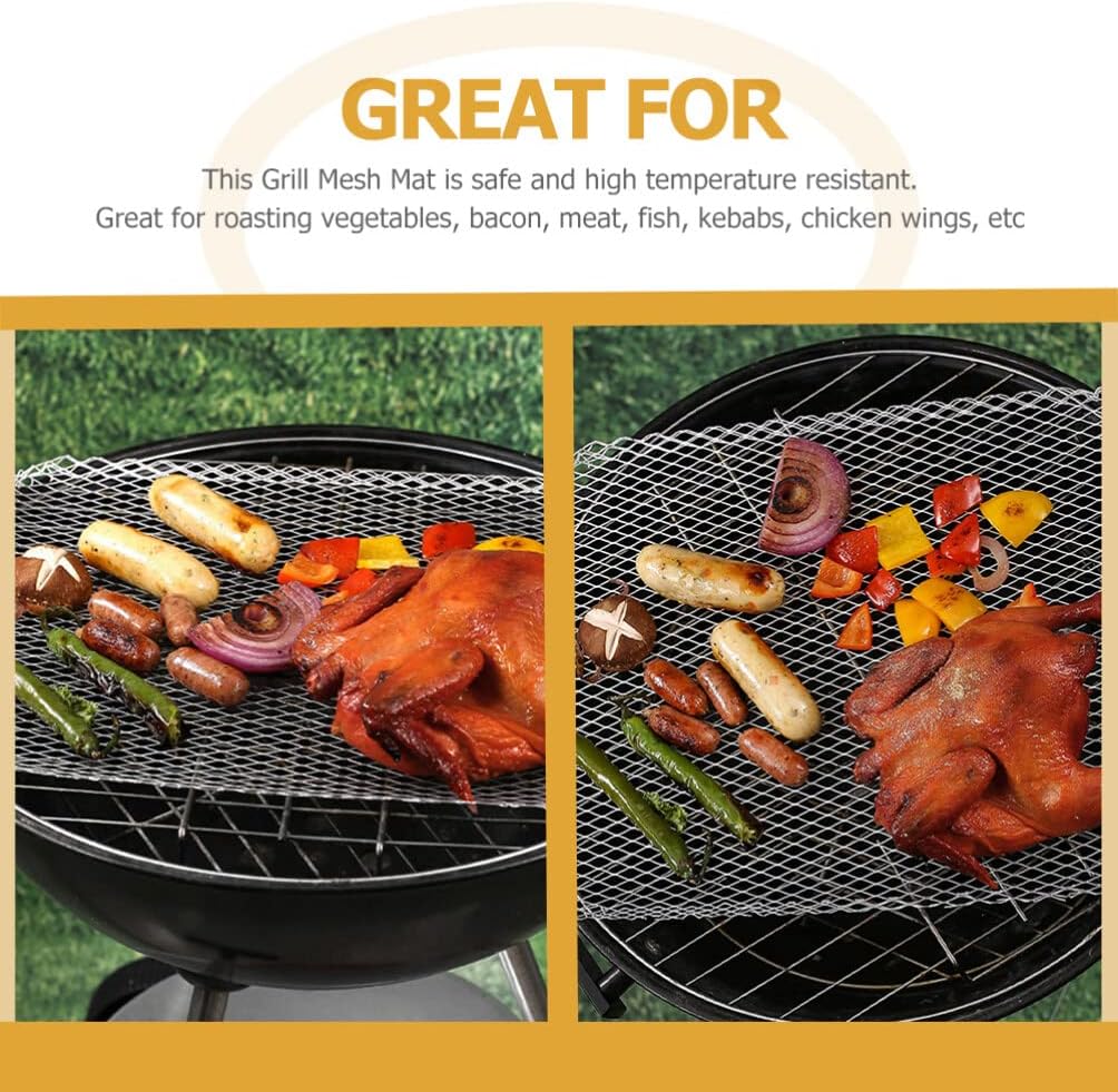 Kichvoe 20pcs Disposable BBQ Grill Topper 15X12 Inch Non-Stick Outdoor Aluminum Mesh Mat for Outdoor Cooking Camping Picnics Grilling Liners