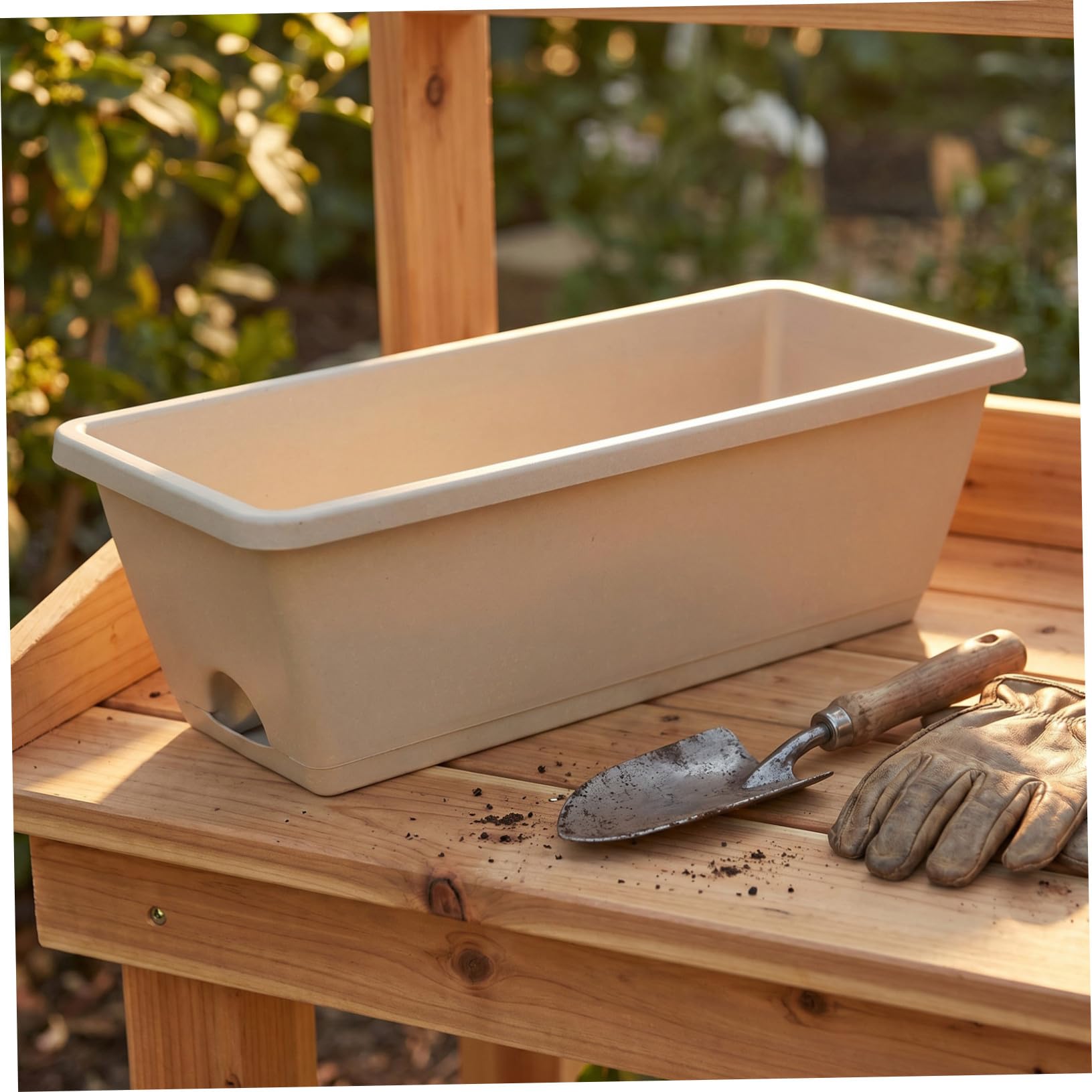 Hemobllo 4ensembles Set De Jardinières Rectangulaires avec Réserve Eau Pots De Fleurs Ventilés Et Drainage Jardinière Extérieure Médium Grise pour Potager Balcon Et Rebord De Fenêtre