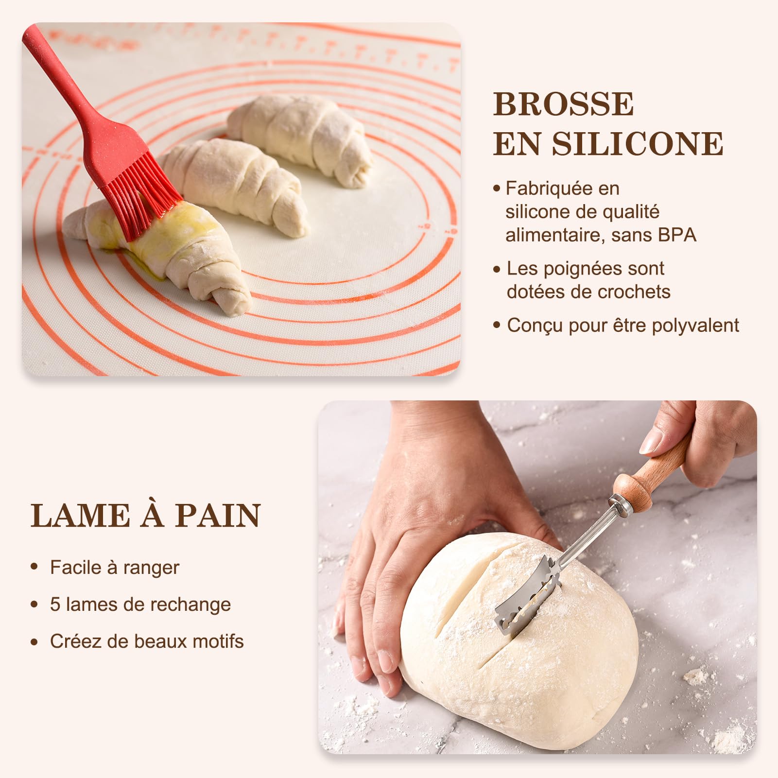Banneton Pain 25cm Ovale Set,11 Pièces Accessoire pour Faire du Pain, Kit Boulangerie Professionnel Rotin Naturel, Kit Pain au Levain pour les Débutants, les Boulangers Expérimentés