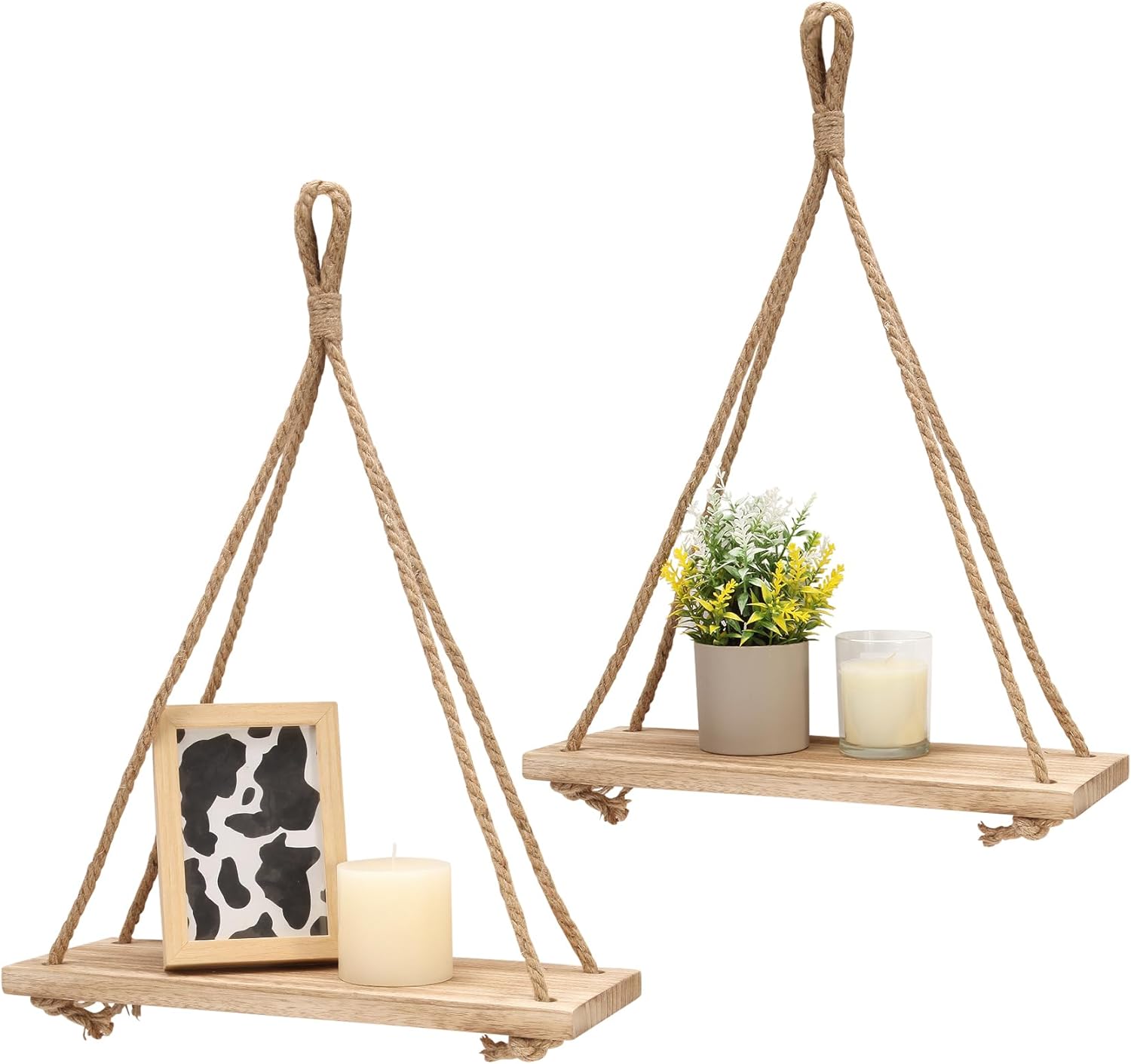 Athaliah Hanging Shelves, 2 Pack Wood Hanging Shelf for