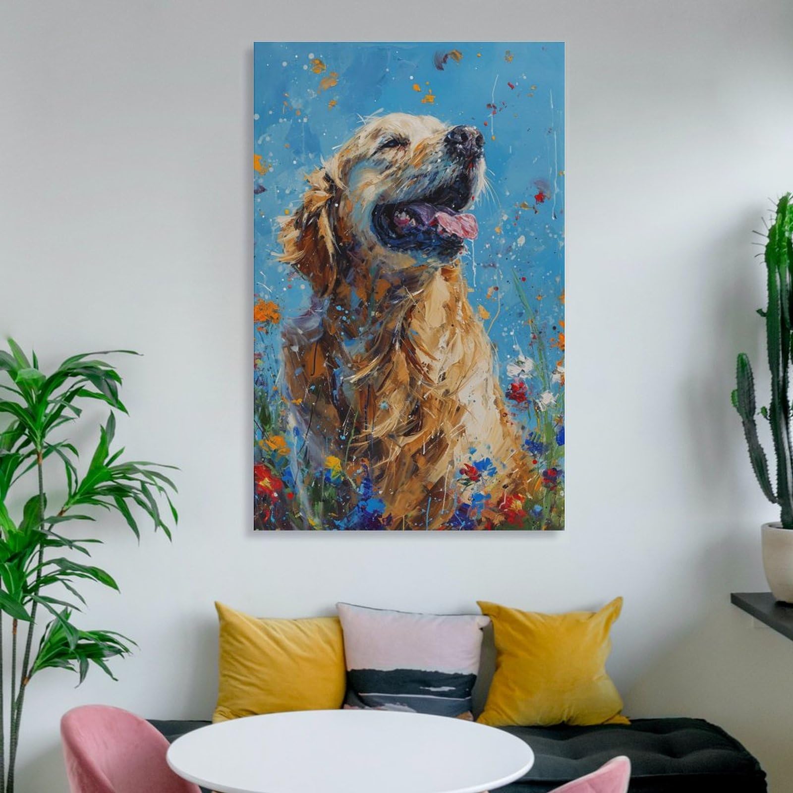 Amazon.co.jp: 絵画 油絵のカラフルなラブラドールインテリア 絵画