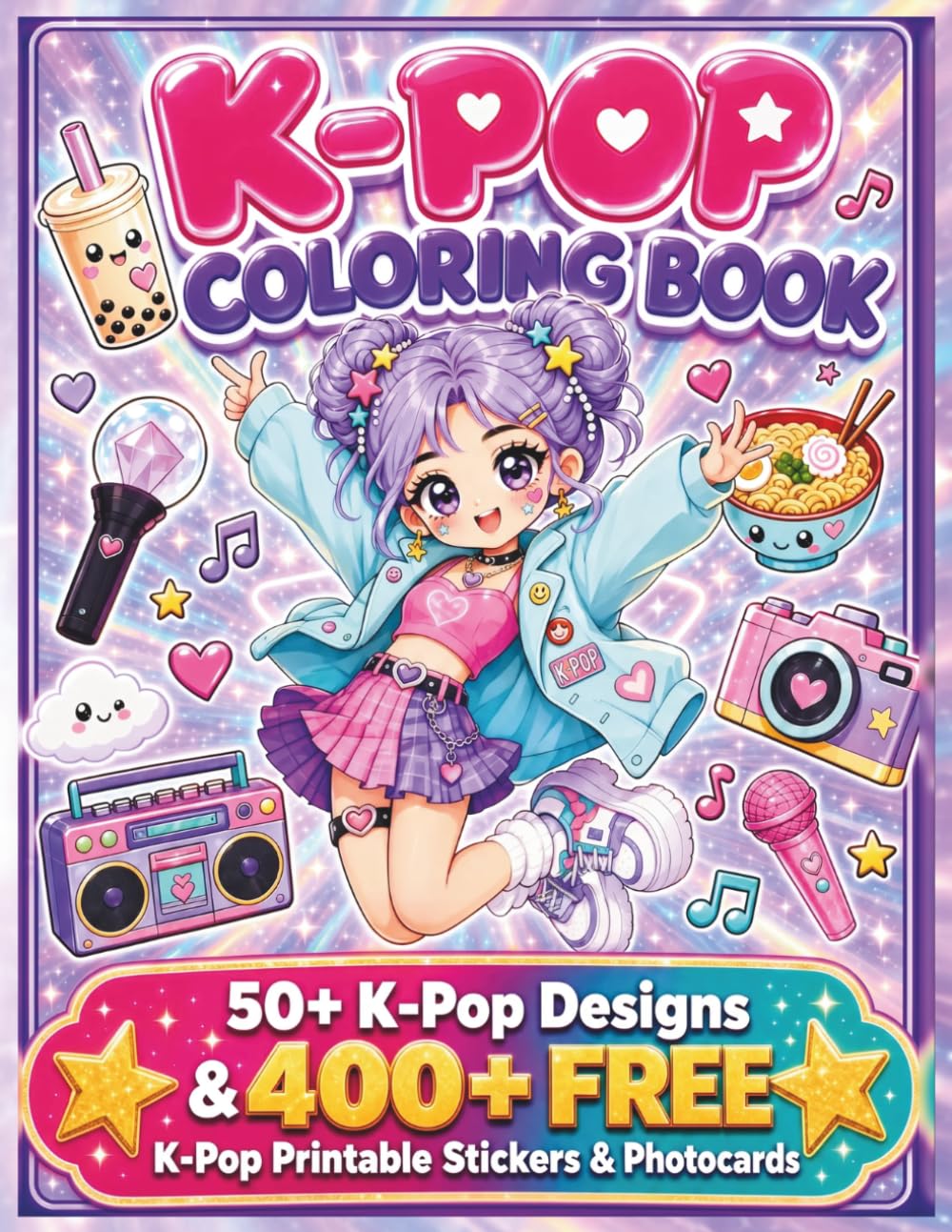 K-Pop Coloring Book: Perfect Gift for K-Pop Fans | 50+ Cute Chibi Kawaii Idol Designs for Girls, Teens & Young Adult Stans | Stan Life, Idol Fashion, Concert & Cozy Aesthetic Coloring Pages.
