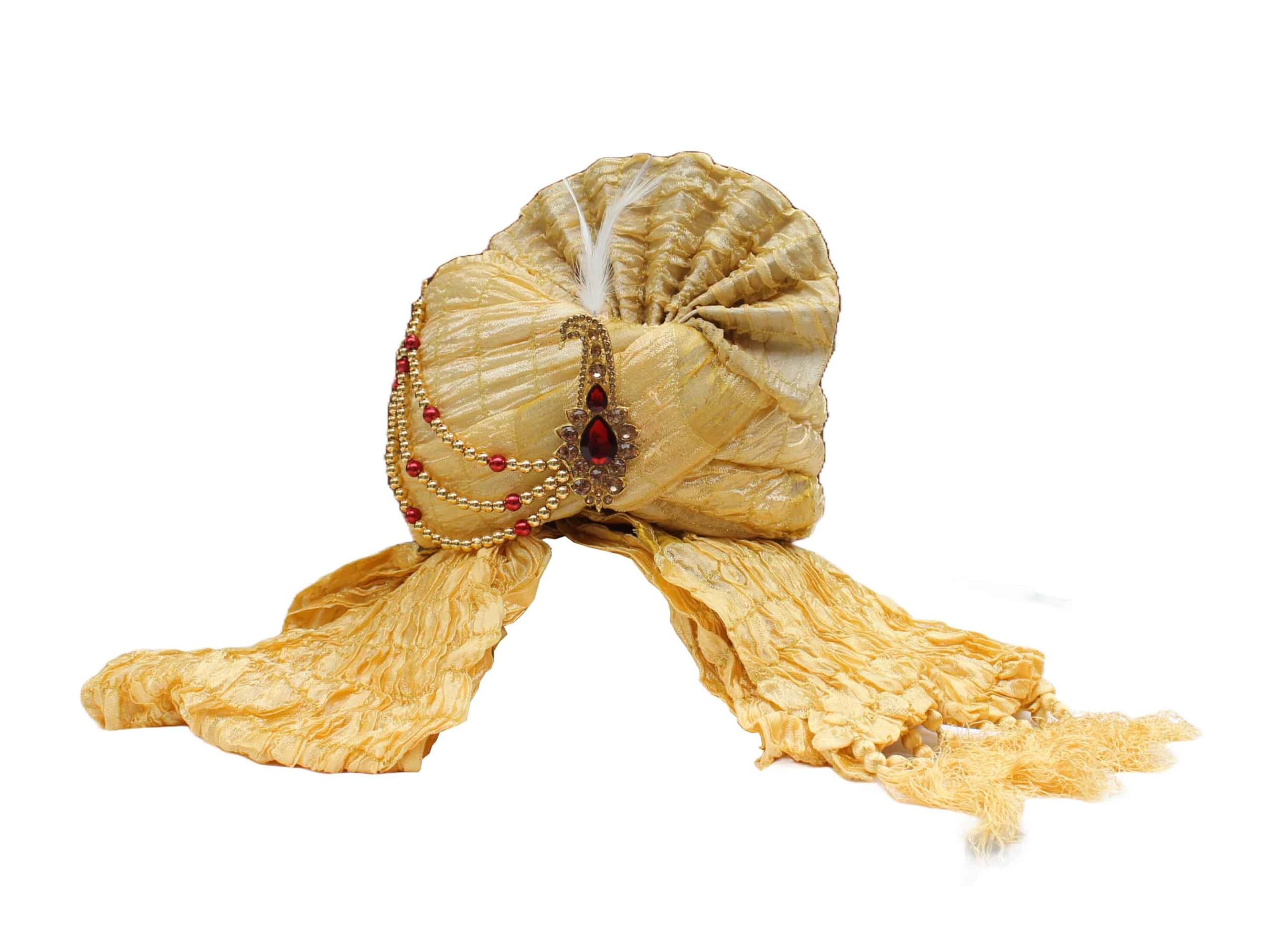 Groom's Dulha Pagdi with Dupatta(Stole) Combo for Men's Wedding, Beige Colour (Pagri Size: 22 to 22.5 Inch)-image-31