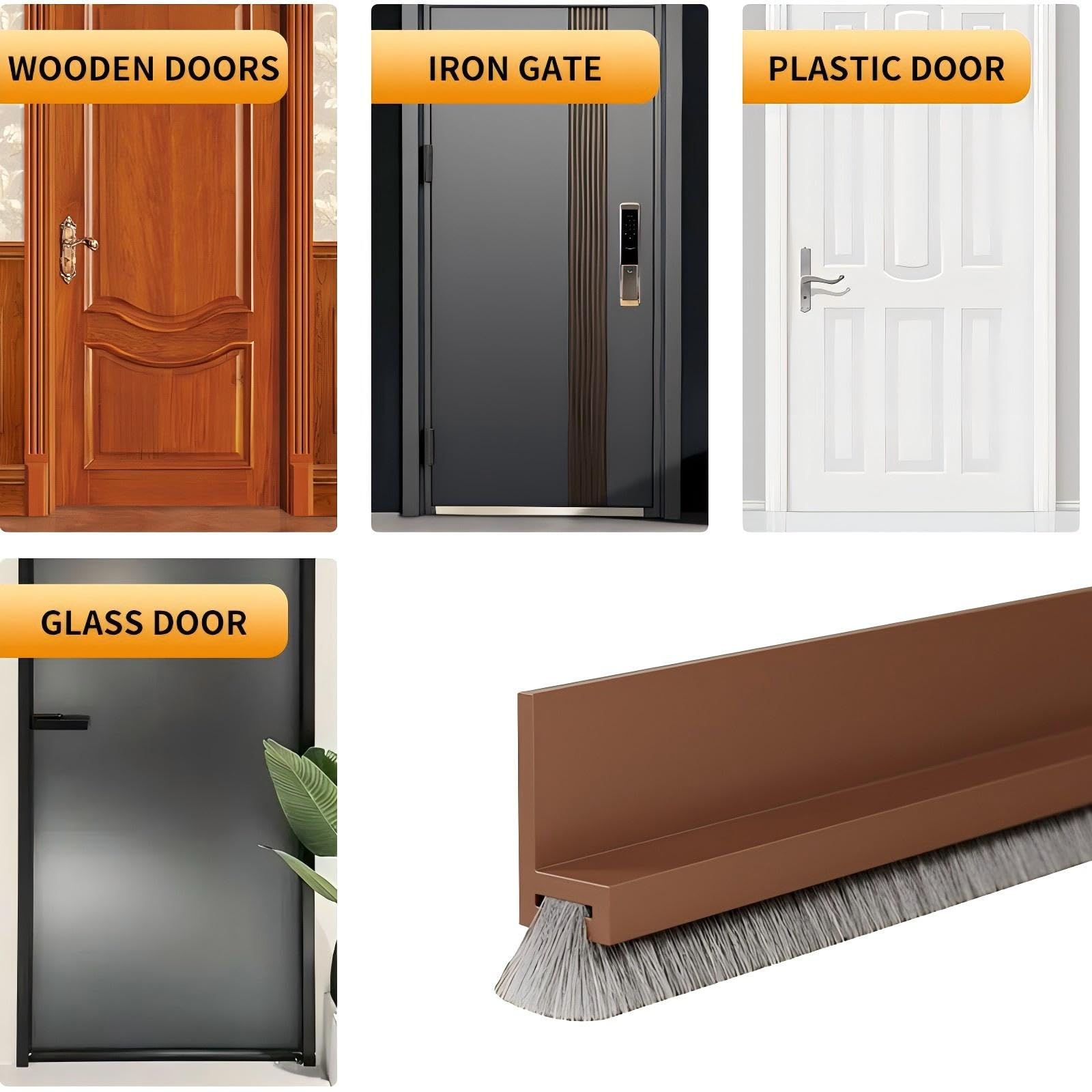 Paraspifferi Per Porte - Guarnizione A Spazzola In Silicone | Anti Freddo, Polvere, Insetti | Colore Marrone - Foto 9