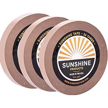 3 Pack - Sunshine Wig Adhesive Tape Roll - 3/4" x 36 YDS - Double Sided, Medical Grade - Natural Look Brown Liner Toupee and Wig Tape