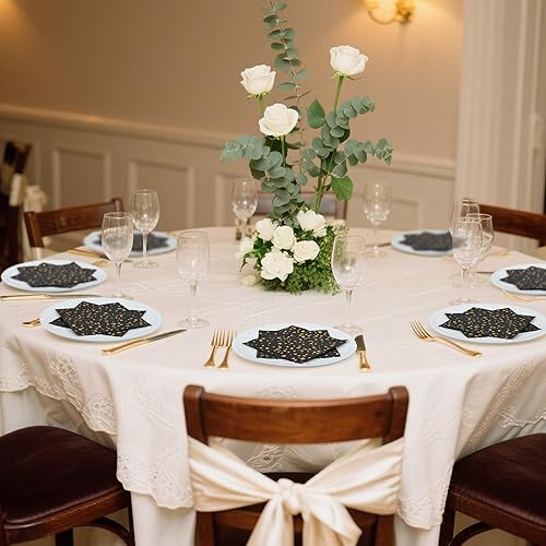 Miniatura 8 de Paquete de 80 servilletas de cóctel de papel blanco con patrón de piña de lámina dorada, suministros de fiesta (5 x 5 pulgadas, 3 capas)