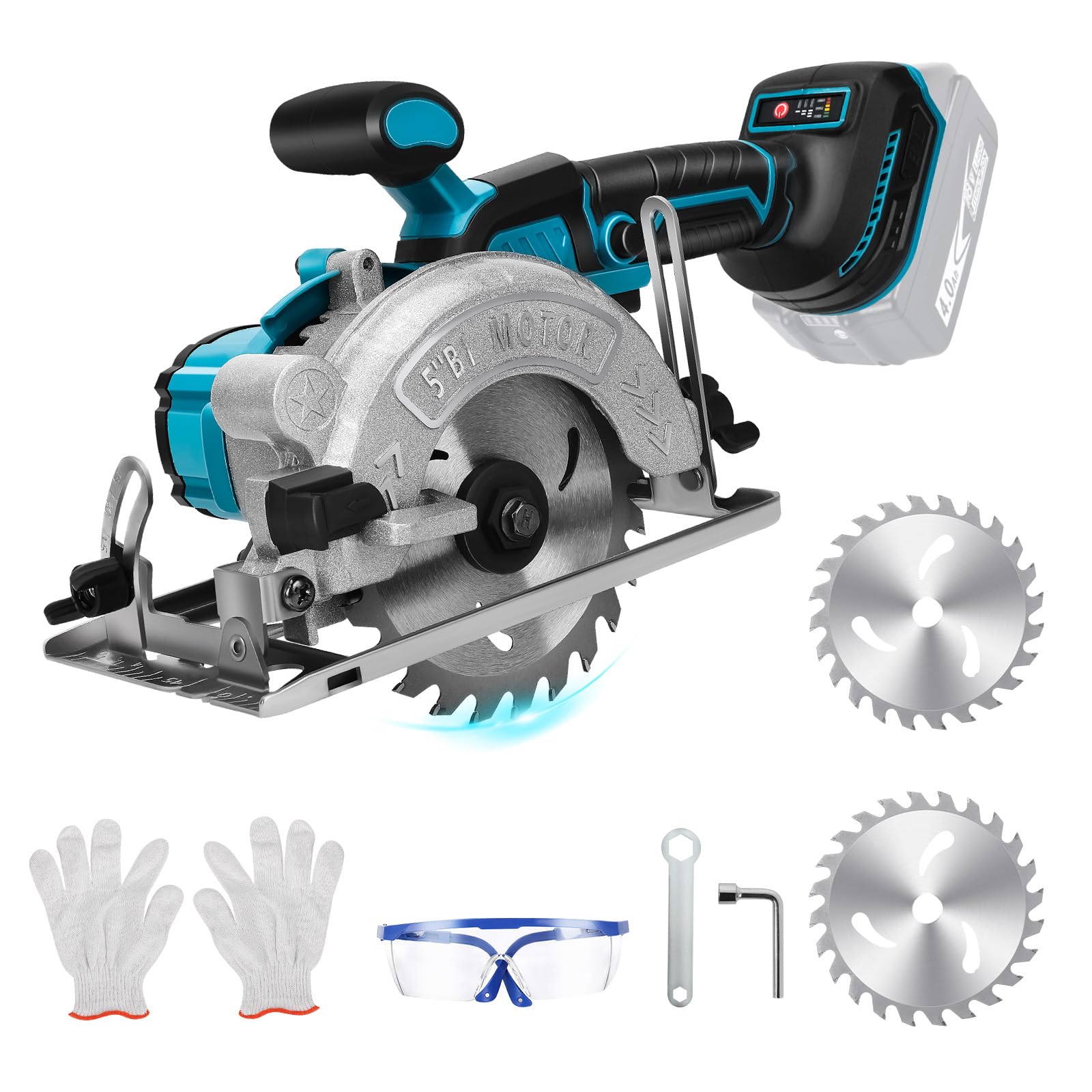 5 Inch Cordless Circular Saw for Makita 18V Battery (No Battery), Power Wood Saw with Brushless Motor, 0-45° Cutting Bevel, Max Cutting Depth 1.6"(90°