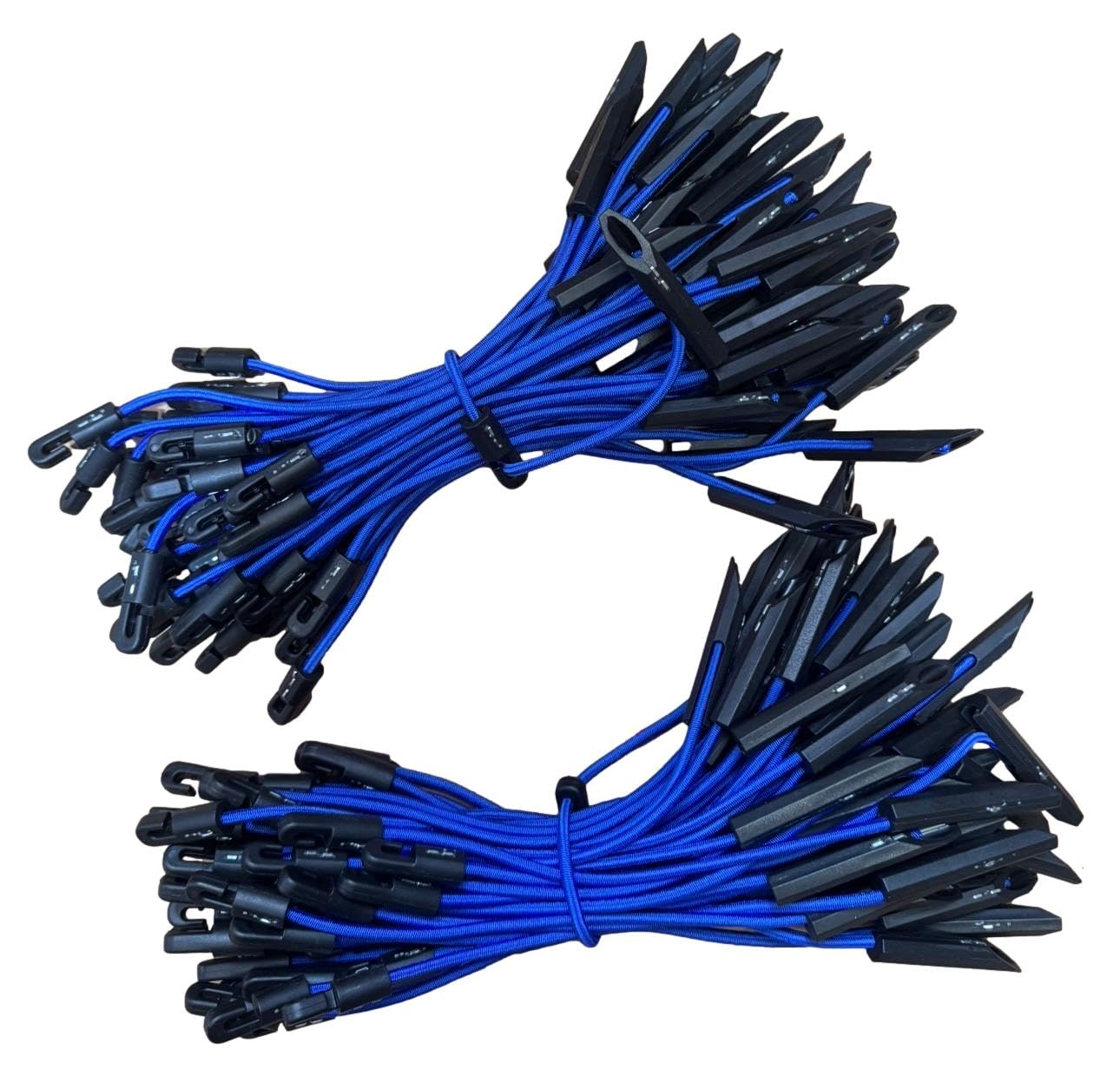 Everlasto Elastic Bungee Toggle Ties for Scaffolding Sheets and Tarpaulins - Blue 300mm x 5mm (100)