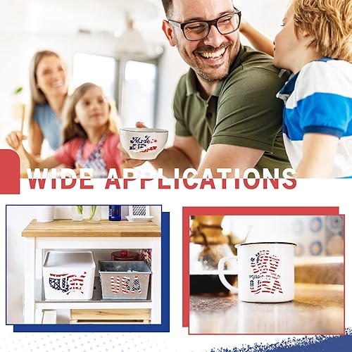 Miniatura 6 de Tintnut Rollo de vinilo permanente de bandera estadounidense, 12 pulgadas x 5 pies, vinilo adhesivo de olas patriotas de bandera de Estados Unidos,