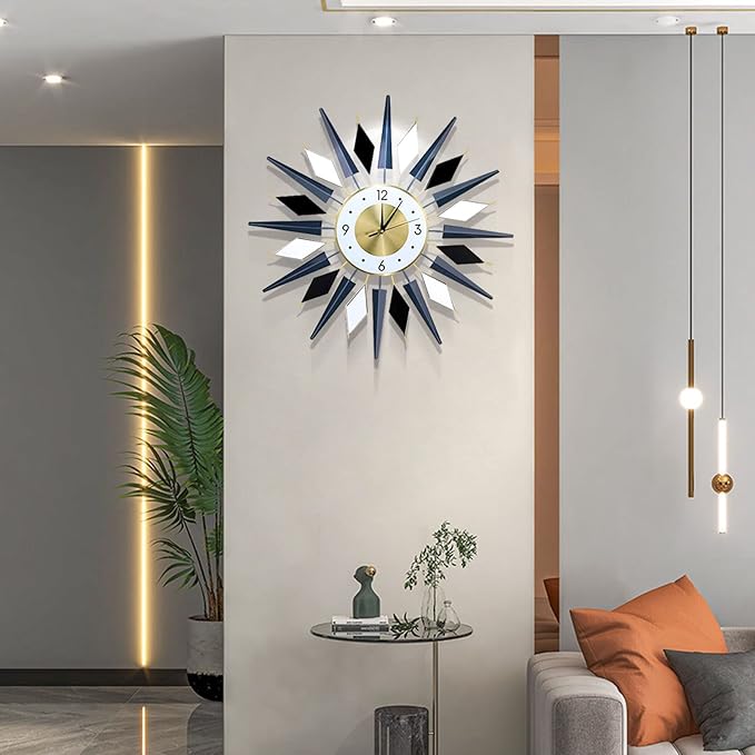 Reloj de Pared Grande Metal y Madera 60 cm Analógico Silencioso Moderno miniatura 3