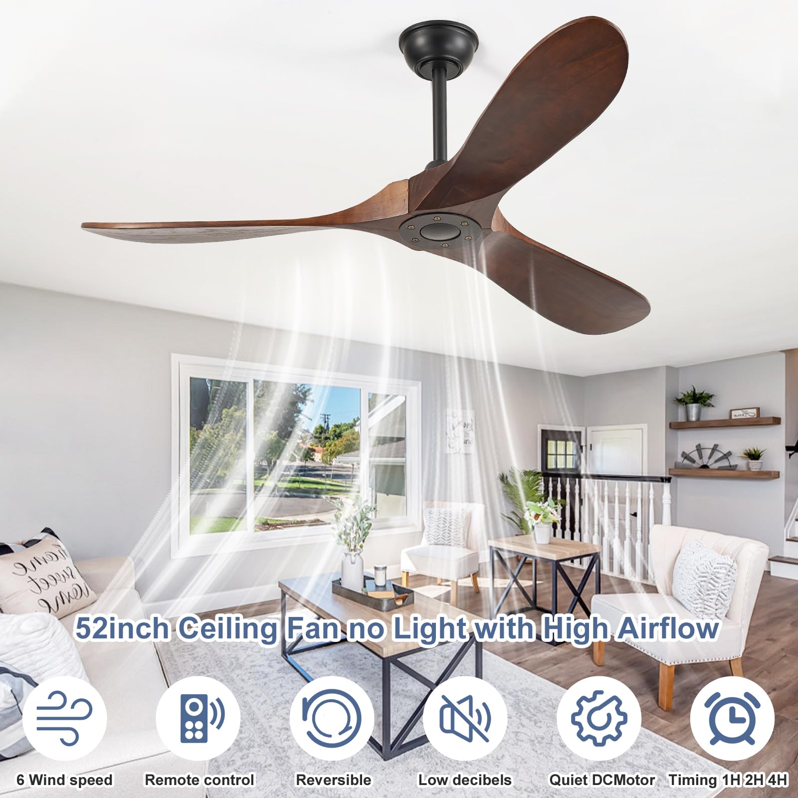 Tomoyon ✨ ZOEYON Small Ceiling Fan with Light - 26 Inch Flush Mount