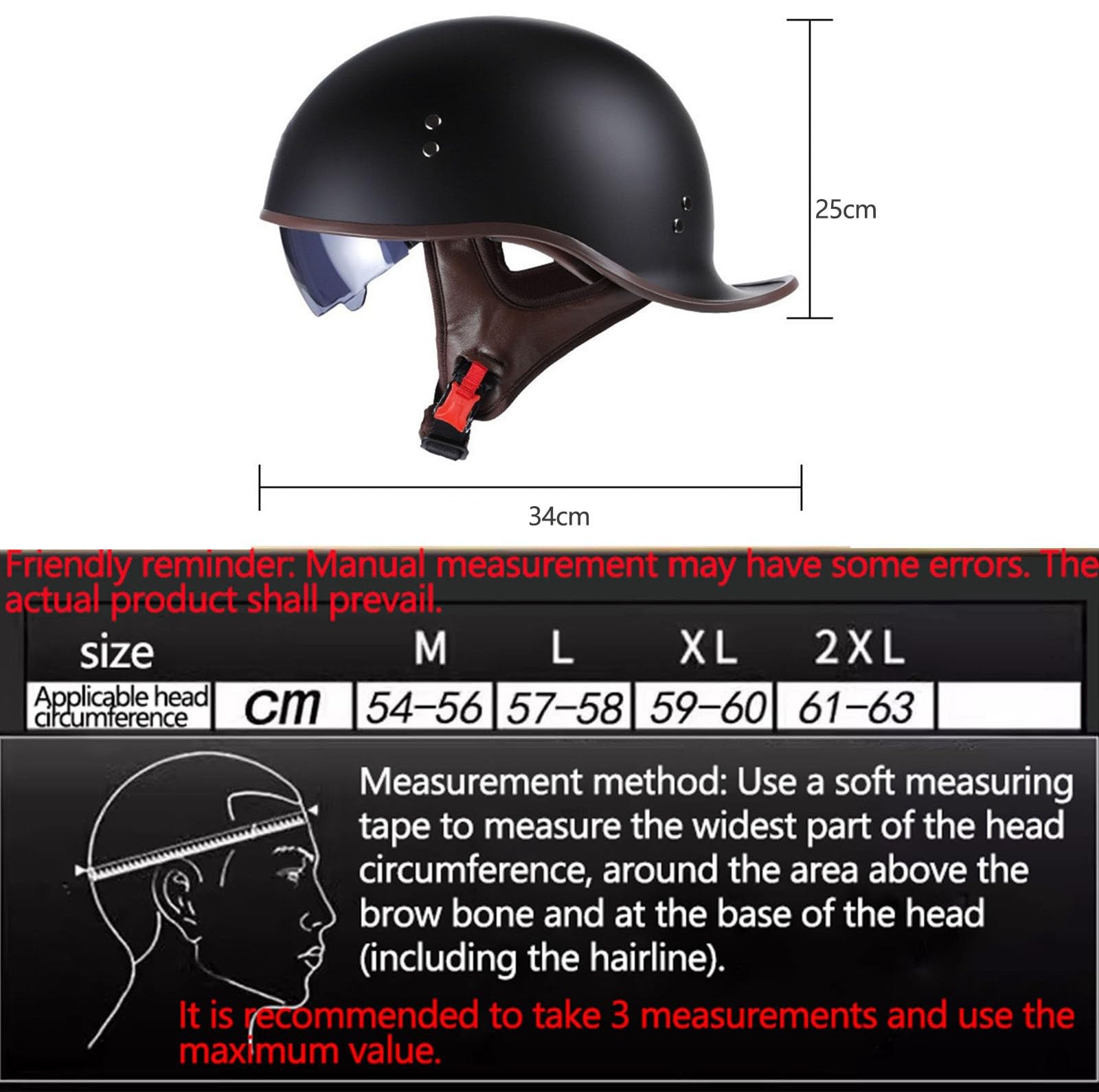 Casco de Motocicleta Hombre, Casco Retro de Media Calza Certificado Dot,Unisex Casco de Gorra de béisbol Cómodo y Ligero Casco de Scooter Forro extraíble Casco de Media calota