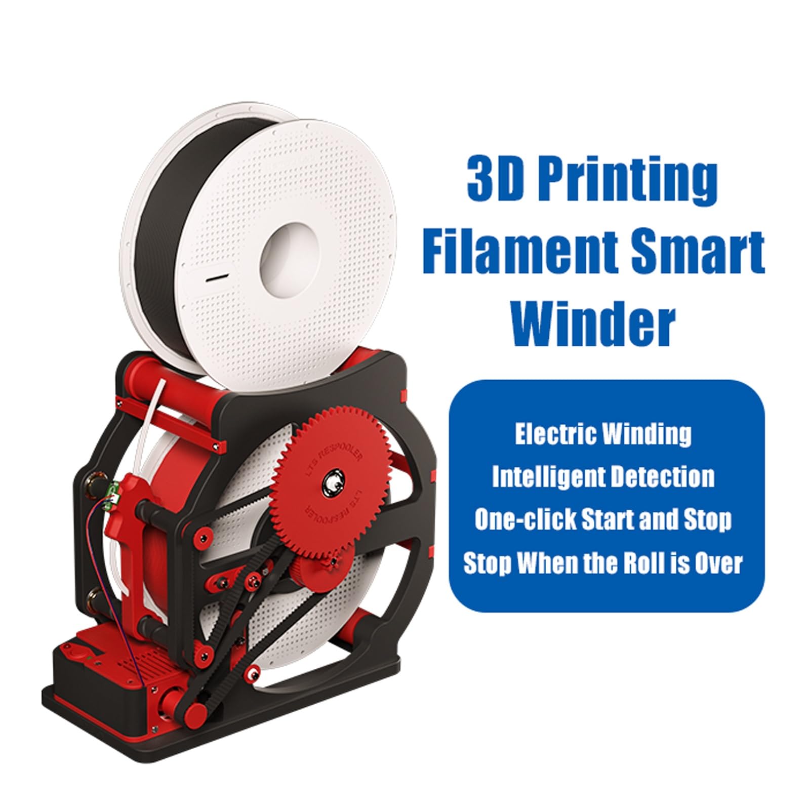 Respooler de filamento para impresora 3D, bobinador eléctrico con detección inteligente, inicio/parada con un botón y control de velocidad para suministros de impresión 3D