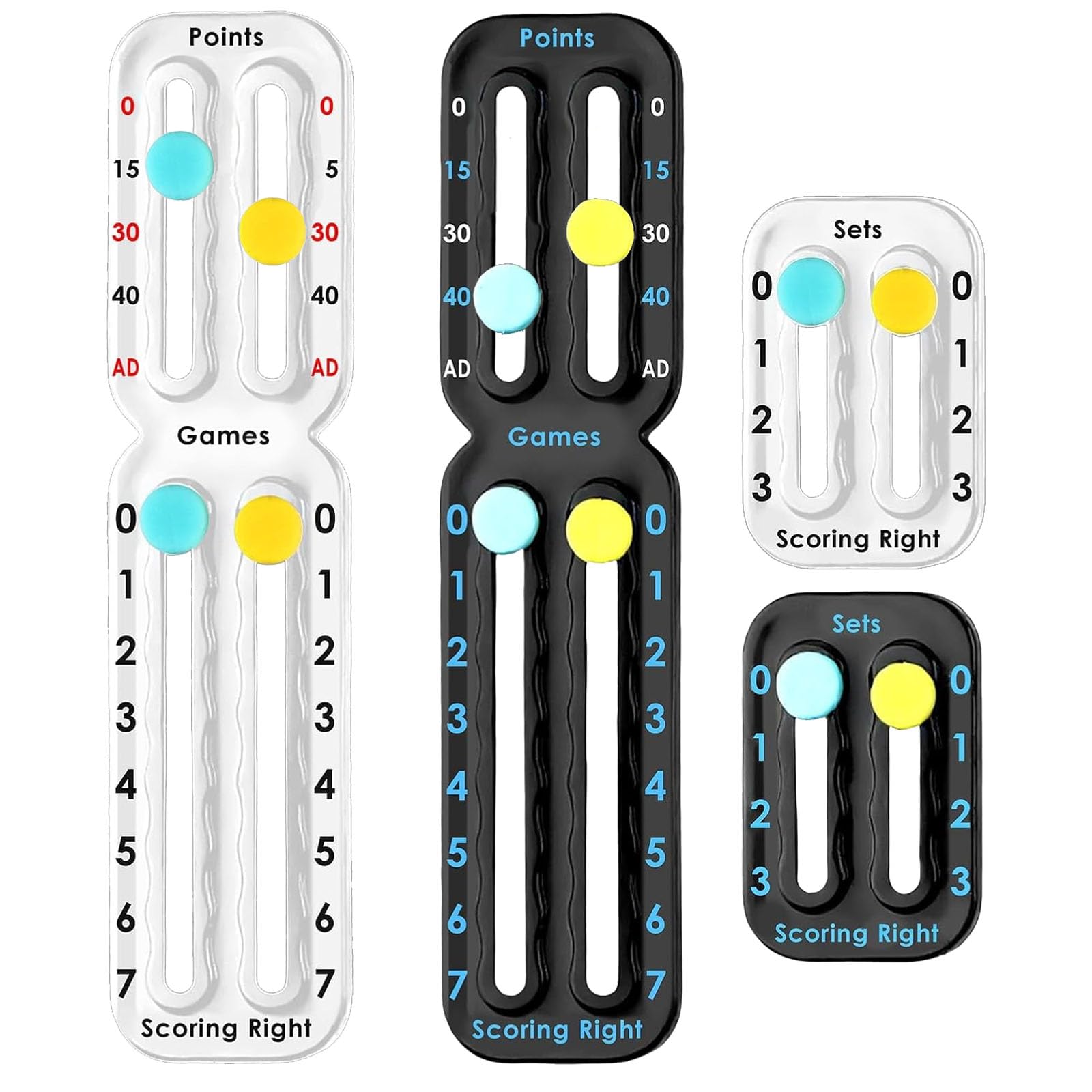 Tniytru Padel Score Counter, Tennis Accessories, Tennis Score Keeper, Padel Gifts, 2-Piece Set in Black and White.