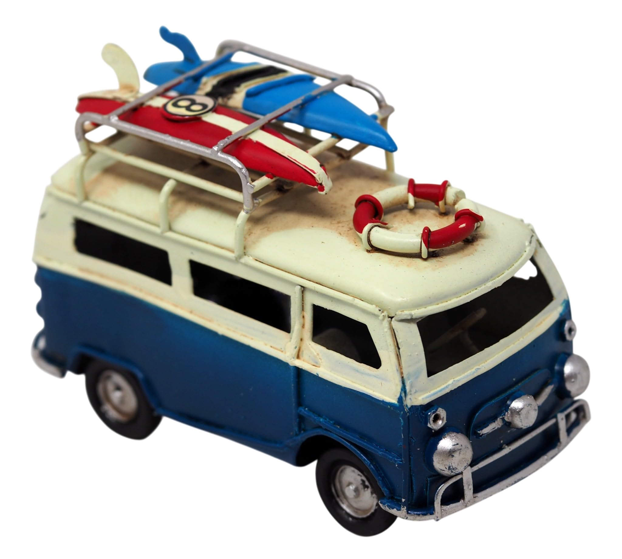 Sil Interiors Blue Vintage Style Navy Camper Van Ornament With Surfboards 11Cm
