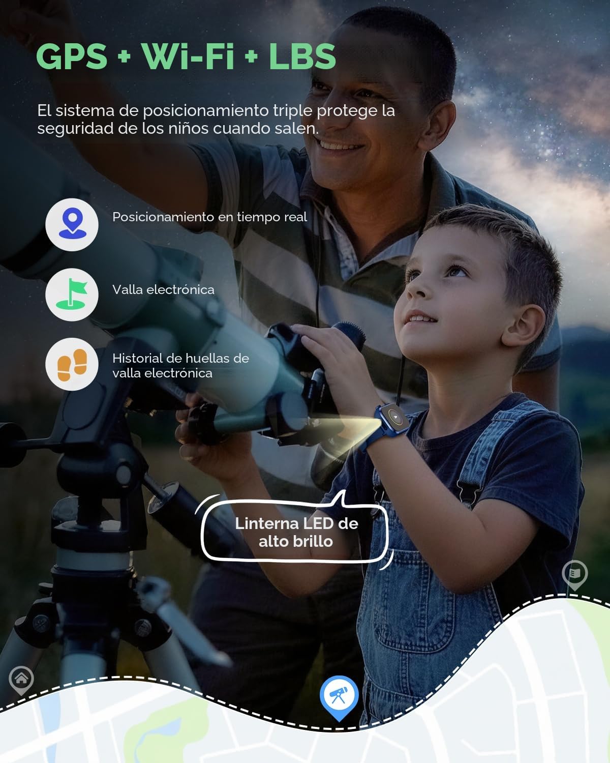 4G Reloj Inteligente Niño, 1.83'' HD Smartwatch Niños con GPS y Llamadas, Videollamadas, Chat de Voz, Modo Escuela, Doble Cámara, Monitor de Sueño, Podómetro, Despertador IP68 para Niñas Niños Azul