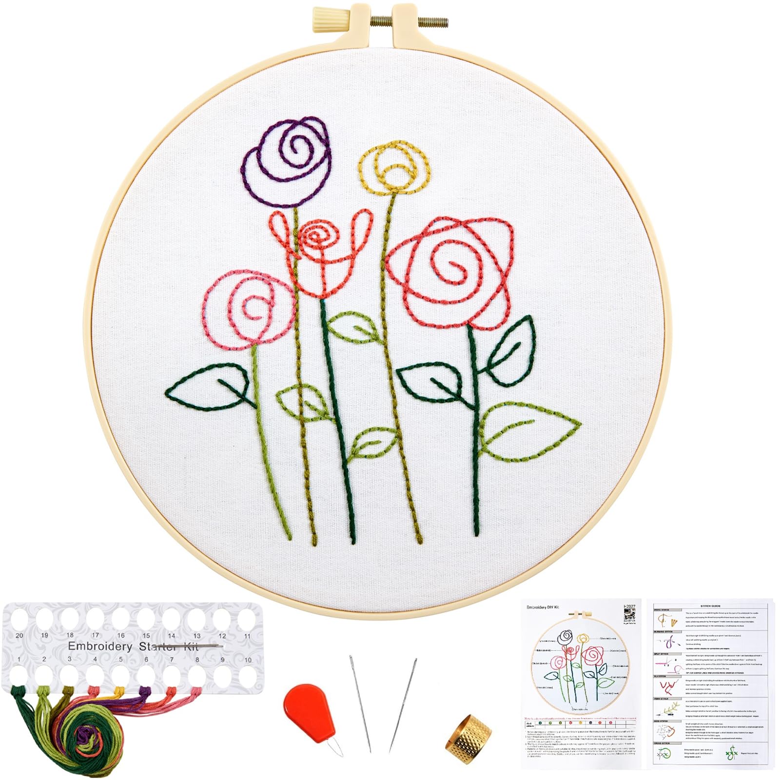 Beginner Embroidery Kits - Floral Designs & Video Tutorial -1