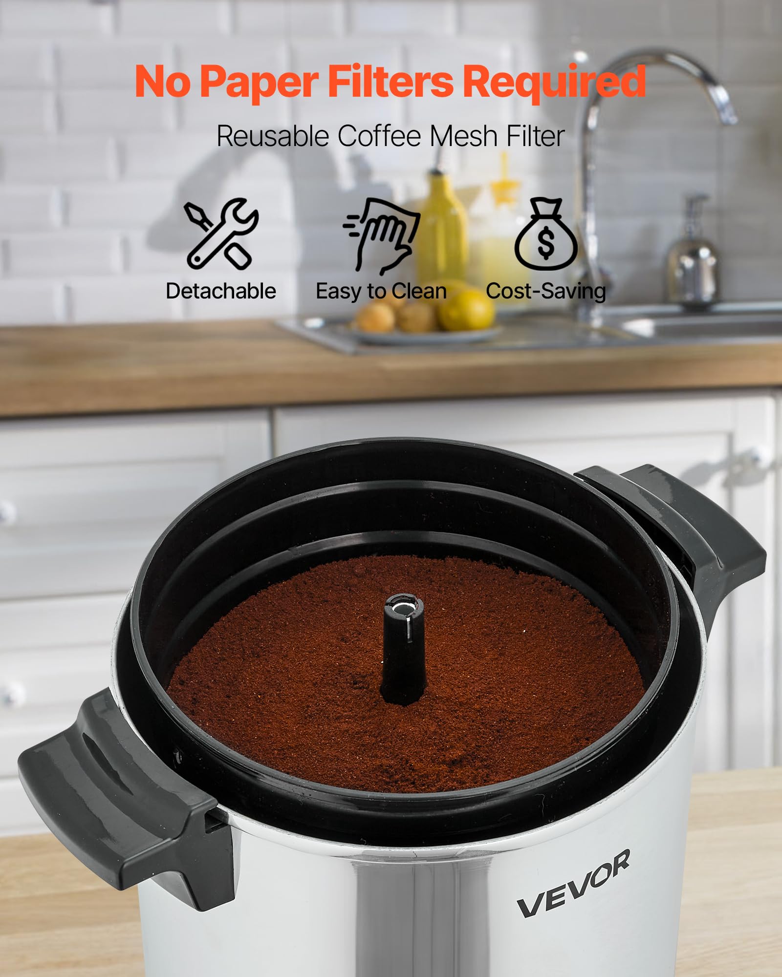 VEVOR Cafetera de 40 Tazas y 6 L, Dispensador de Bebidas Calientes con Grifo Antigoteo, con Control Automático de Temperatura, Ideal para Catering, Fiestas, Iglesias, Restaurantes y Cafeterías