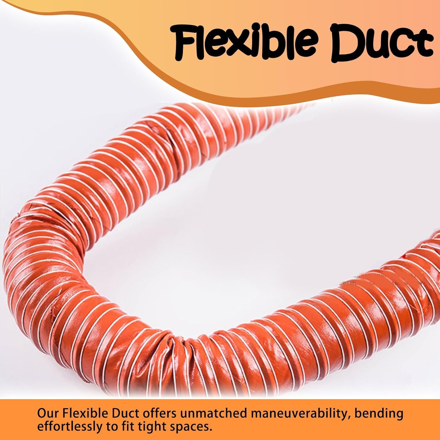 Conducto de Freno de Silicona Flexible, conducto HVAC de 2 Metros de Largo, conducto de ventilación de soplador de Aire Acondicionado portátil, diámetro de 12 Pulgadas, Resistente a Altas te