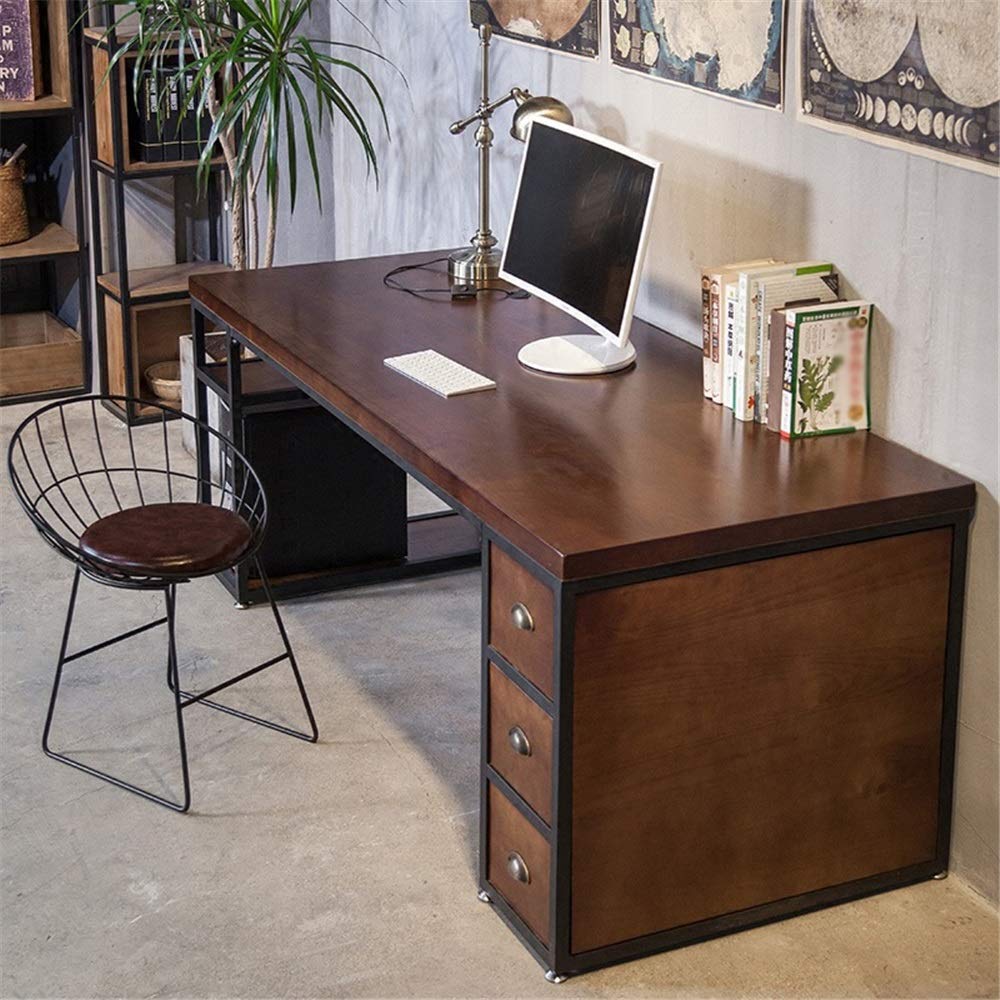 ヴィンテージ風でおしゃれな木製パソコン・ワークデスク(ブラウン)[幅