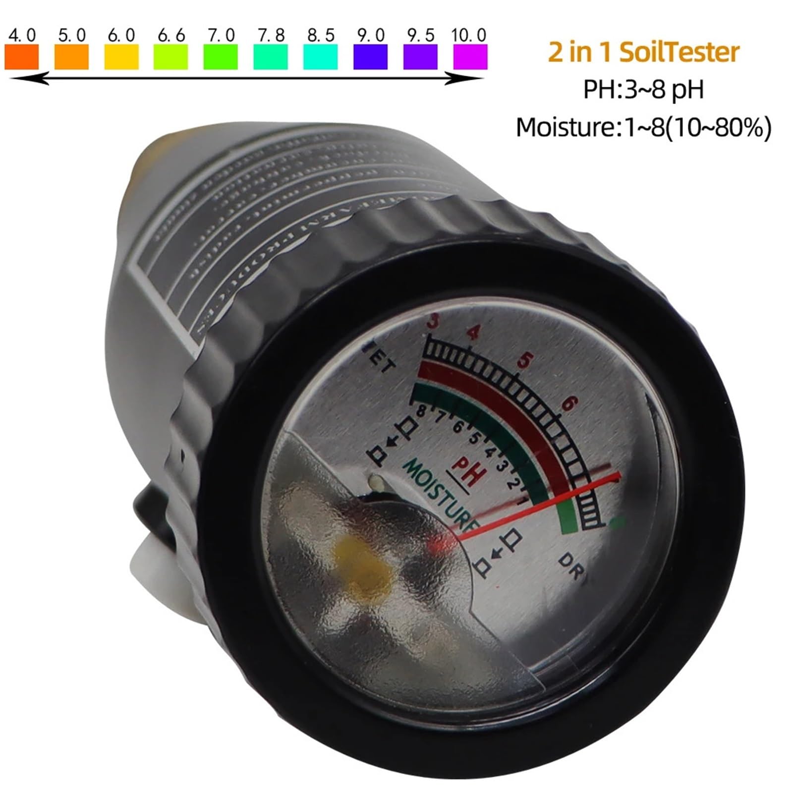 Testeur de Sol, Analyseur de PH/humidité du Sol Portable 2 en 1, analyseur Jardin, testeur d'acidité, Outil Plantation for Les Cultures Pot(Long Probe)