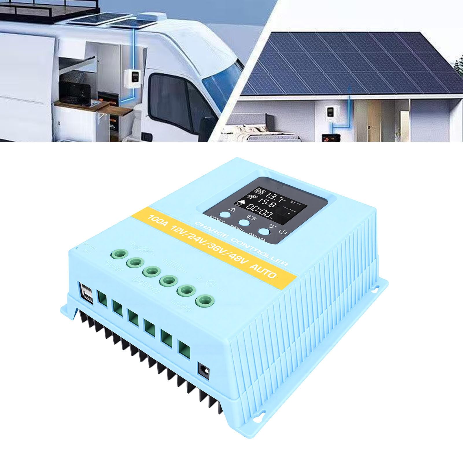 YWBL-WH Contrôleur de Charge Solaire 100A MPPT, écran LCD Double USB