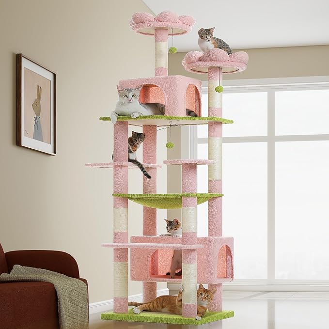 PAWZ Road 205cm Cat Tree with Sisal Scratching Posts Pink