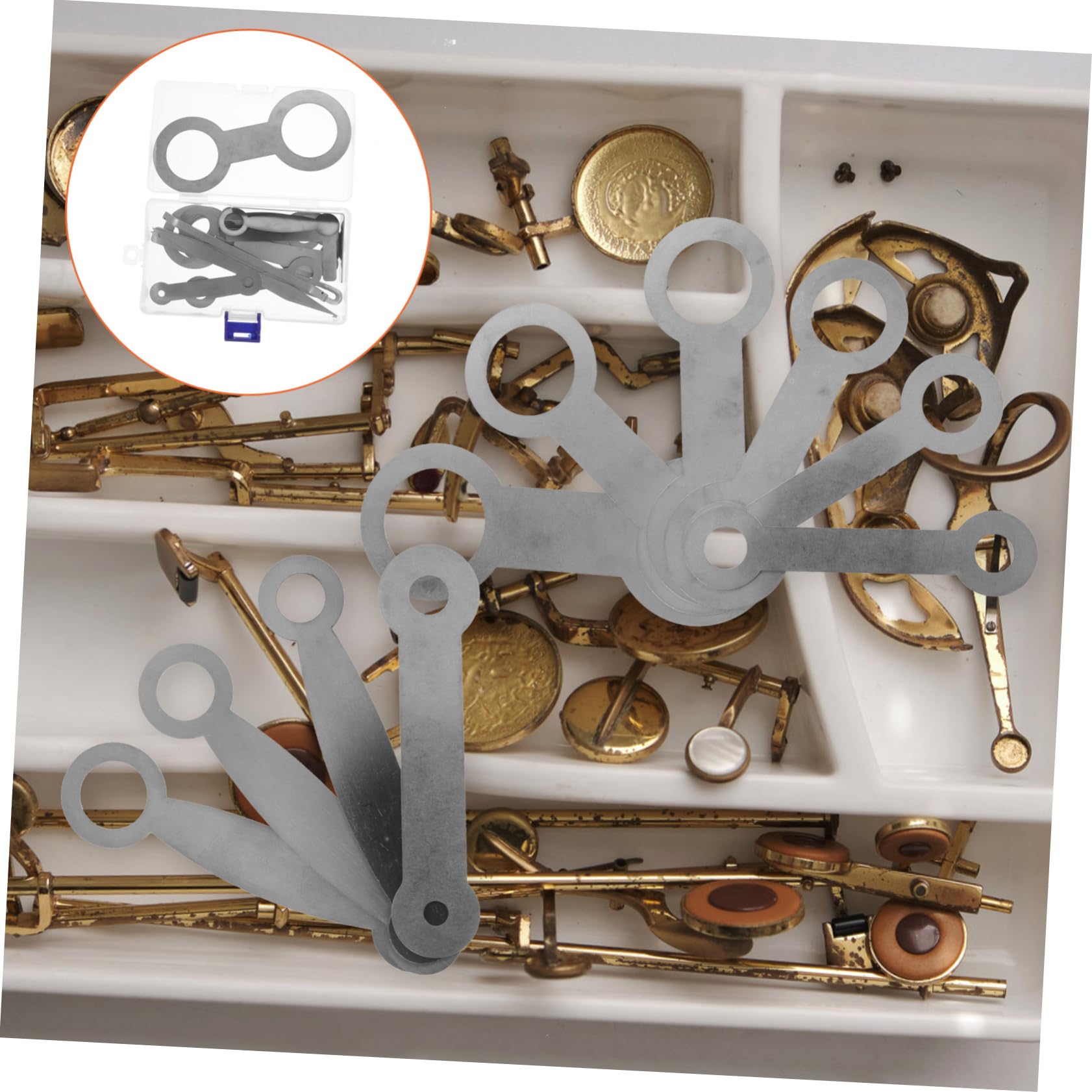 Set di 17 Pezzi per Riparazione Saxofono, Accessori Argento | Metallo, Formato Compatto e Portatile, per Laboratori Professionali e Uso Personale