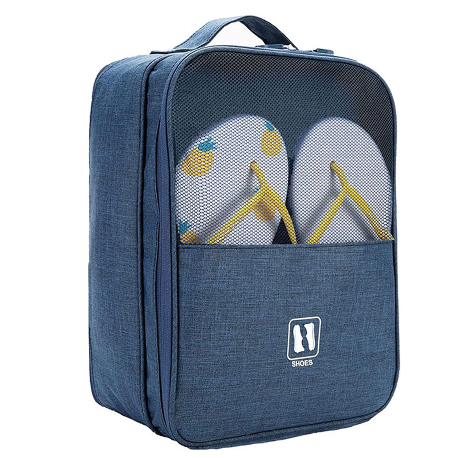 Borsa da viaggio per scarpe impermeabile, per scarpe da viaggio, può contenere 3 paia di scarpe portatili e custodia per uso quotidiano con manico, Navy, L