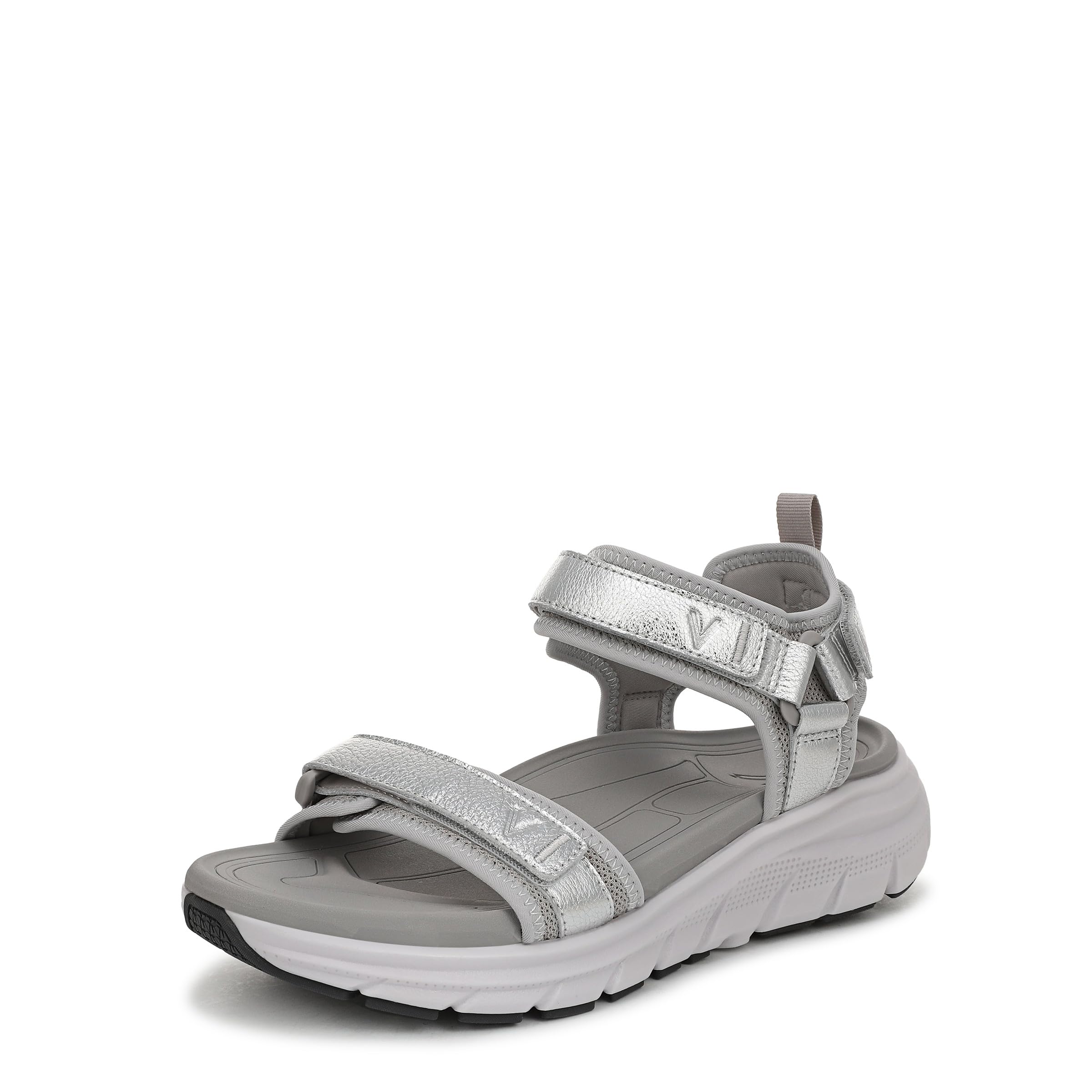 Vionic Sandales plates Walk Max Wanderer pour femme, Cuir argenté., 39 EU